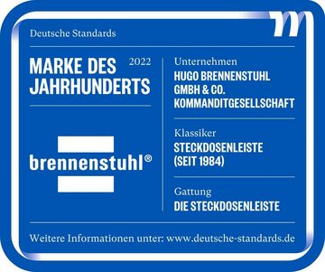 Brennenstuhl Eco-Line Steckdosenleiste 6-fach (Kabellänge 1,5 m), Überspannungsschutz 13.500 A, erhöhter Berührungsschutz und Schalter