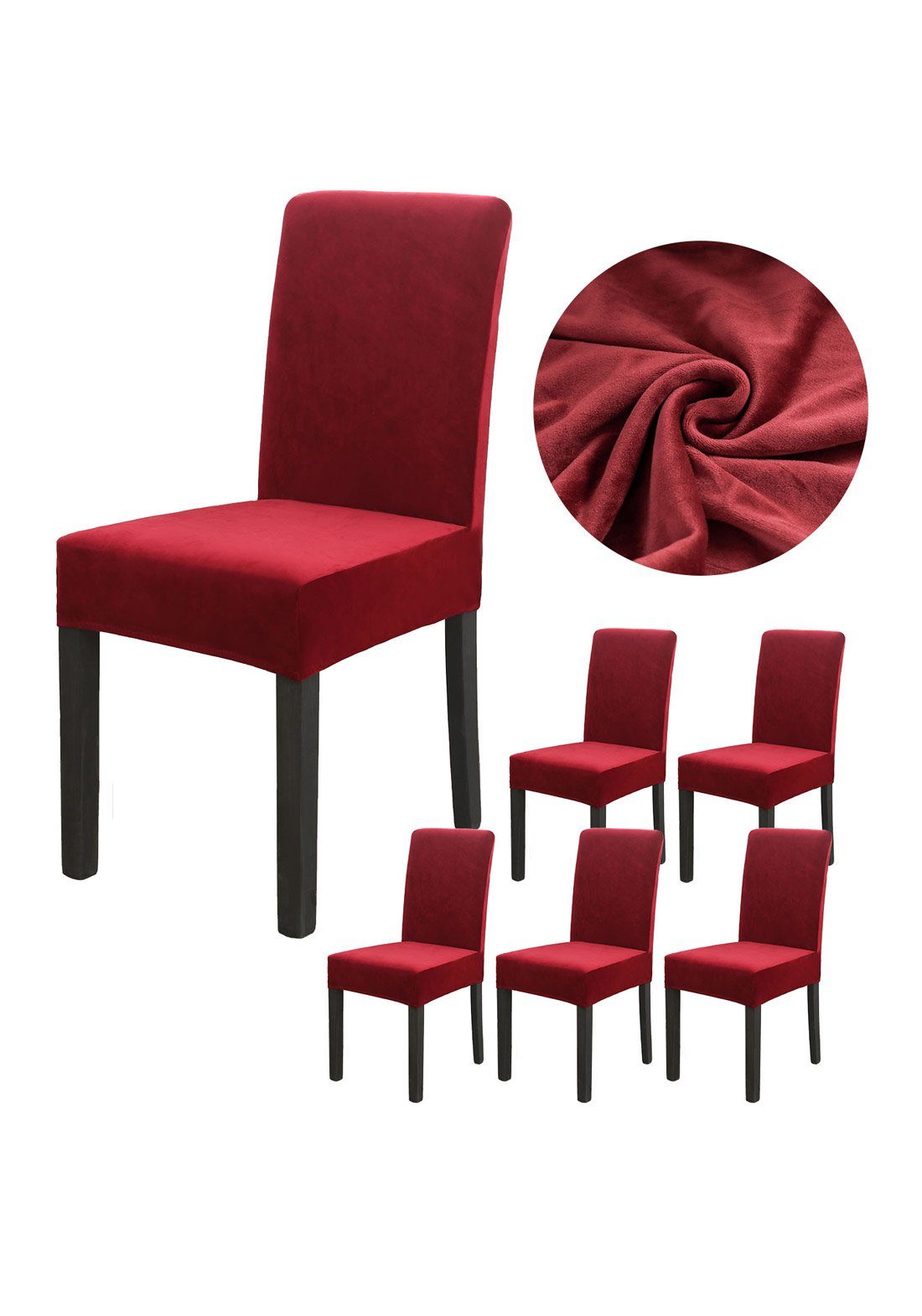 Vivi Idee Stuhlbezug Samt Stuhlhussen 4/6er Set Spannbezug für Esszimmerstü günstig online kaufen