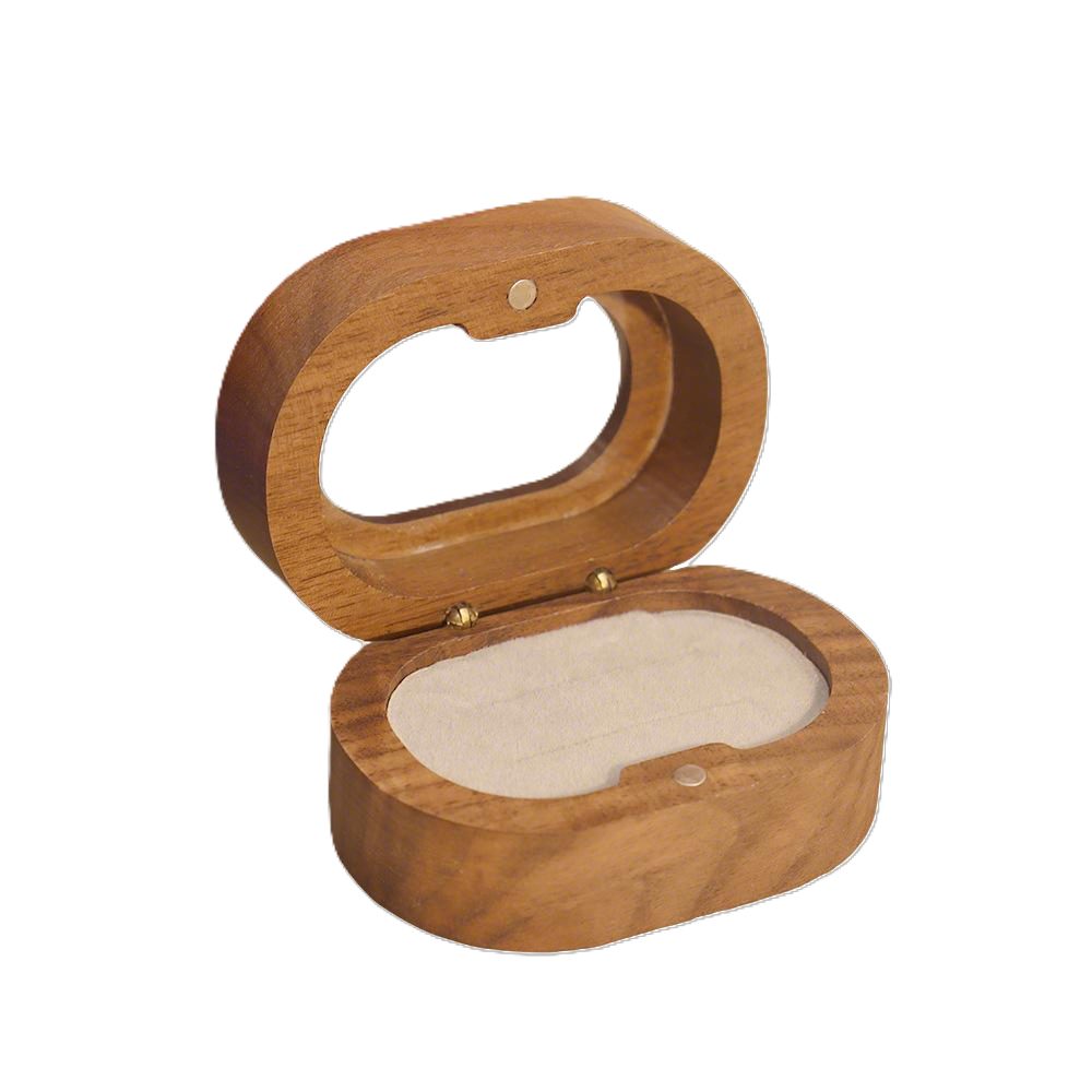 Jumpeak Schmuckkasten Schmuckkästchen Holz,Ringbox Verlobung,Geschenke für Frauen,Walnußholz (rund,elliptisch,quadratisch,portabel,klein,portabel, Schmuckaufbewahrung,Aufbewahrungsbox mit Deckel,Präsentationsbox), Schmuckkästchen,Ringbox Hochzeit 1-2 Ringe,schmuckkästchen klein