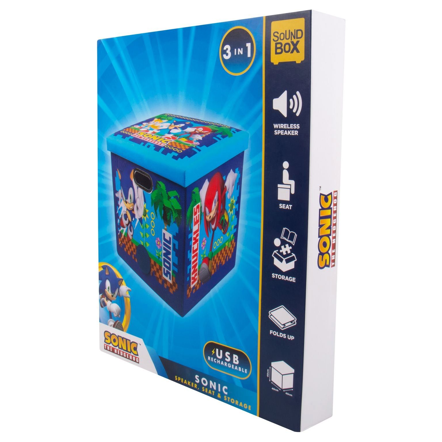 Fizz creations Sonic the Hedgehog Box in einem) (Lautsprecher, 3in1 und Lautsprecher Wireless Aufbewahrungsbox Sound Sitzmöglichkeit