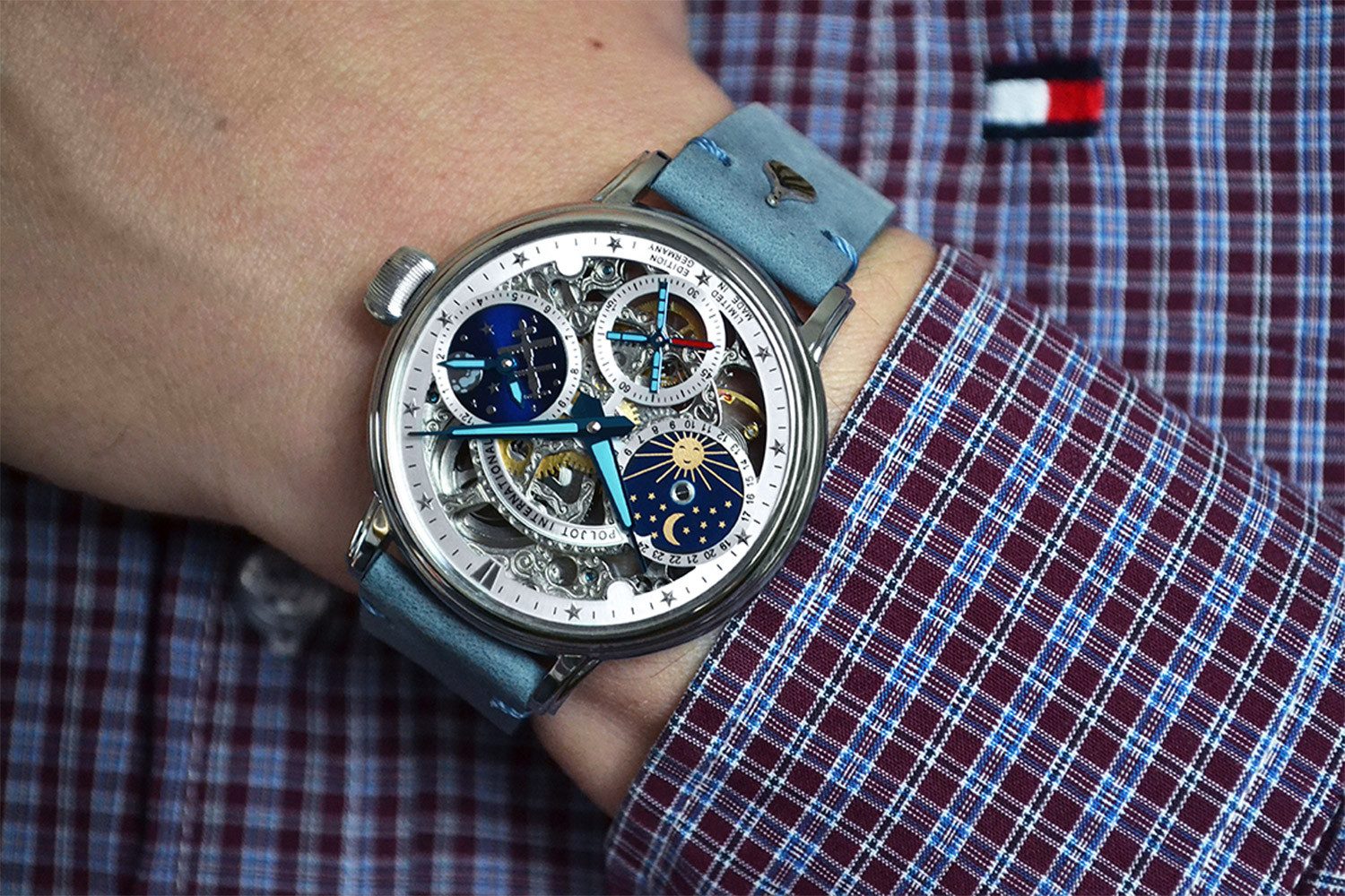 Poljot International Mechanische Uhr 9931.2940555, Herrenuhr Handaufzug Orbita Grau/Türkis