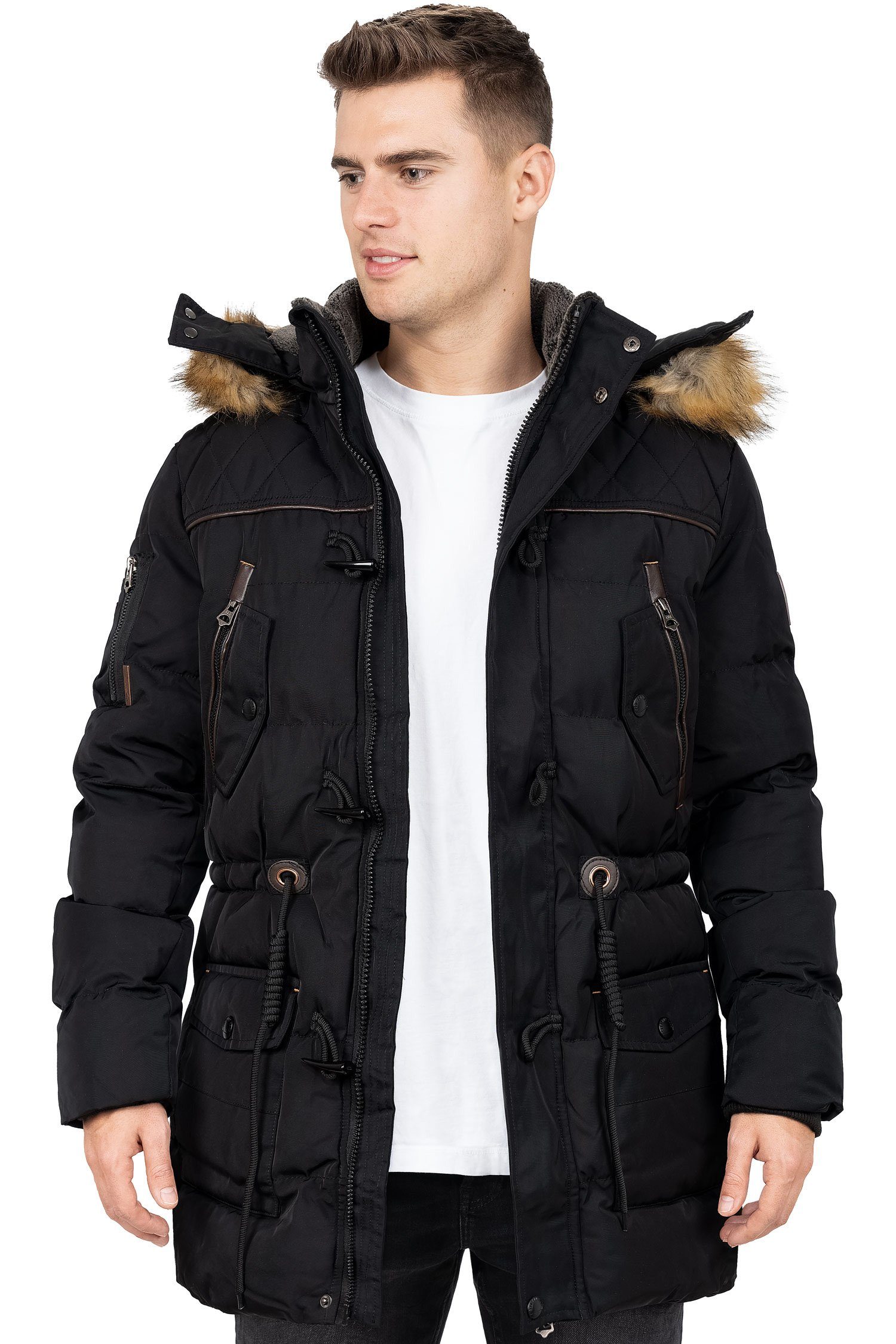 Cipo & Baxx Winterjacke Elegante Jacke BA-CM153 (1-St) mit abnehmbarer Kapuze