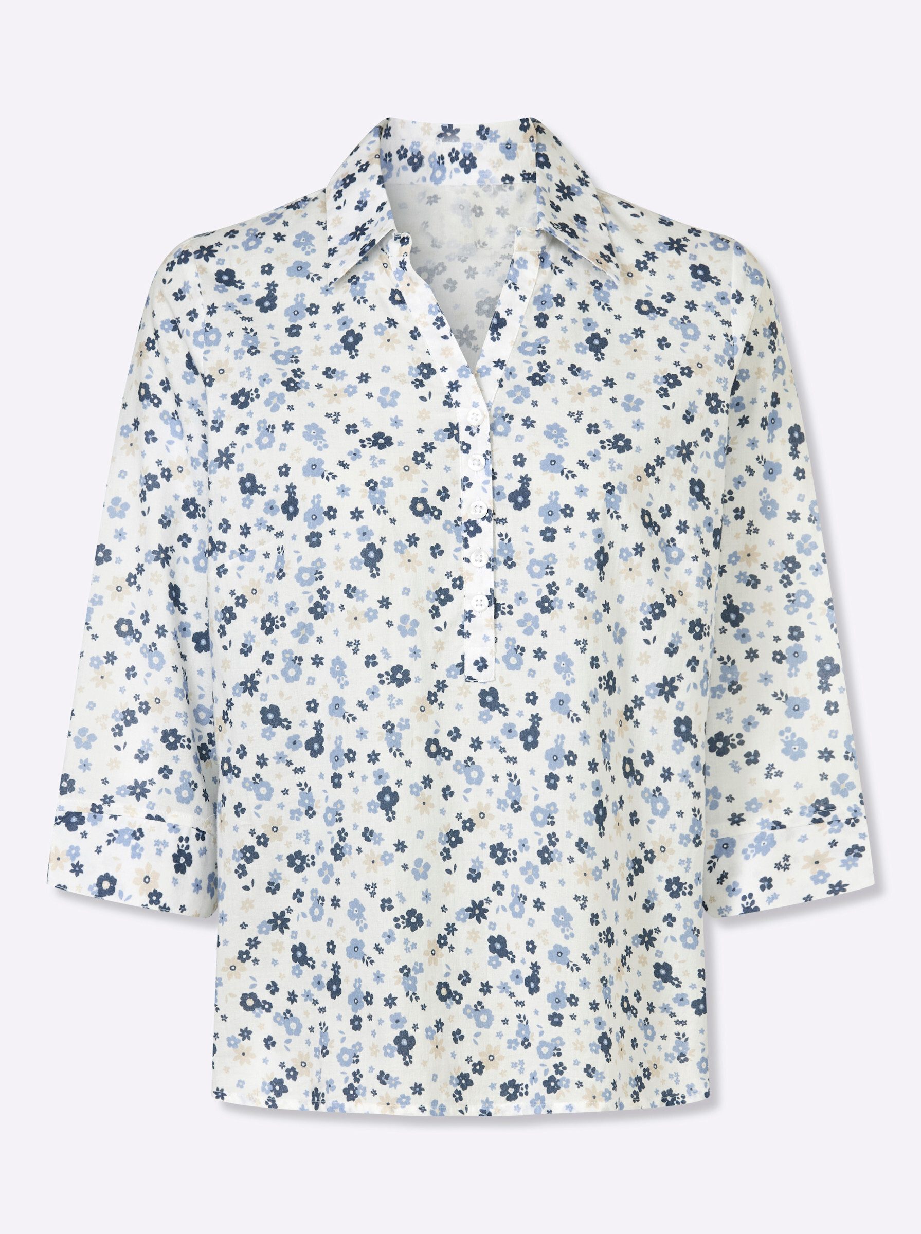 Klassische Bluse Baumwoll-Bluse 3/4-Arm