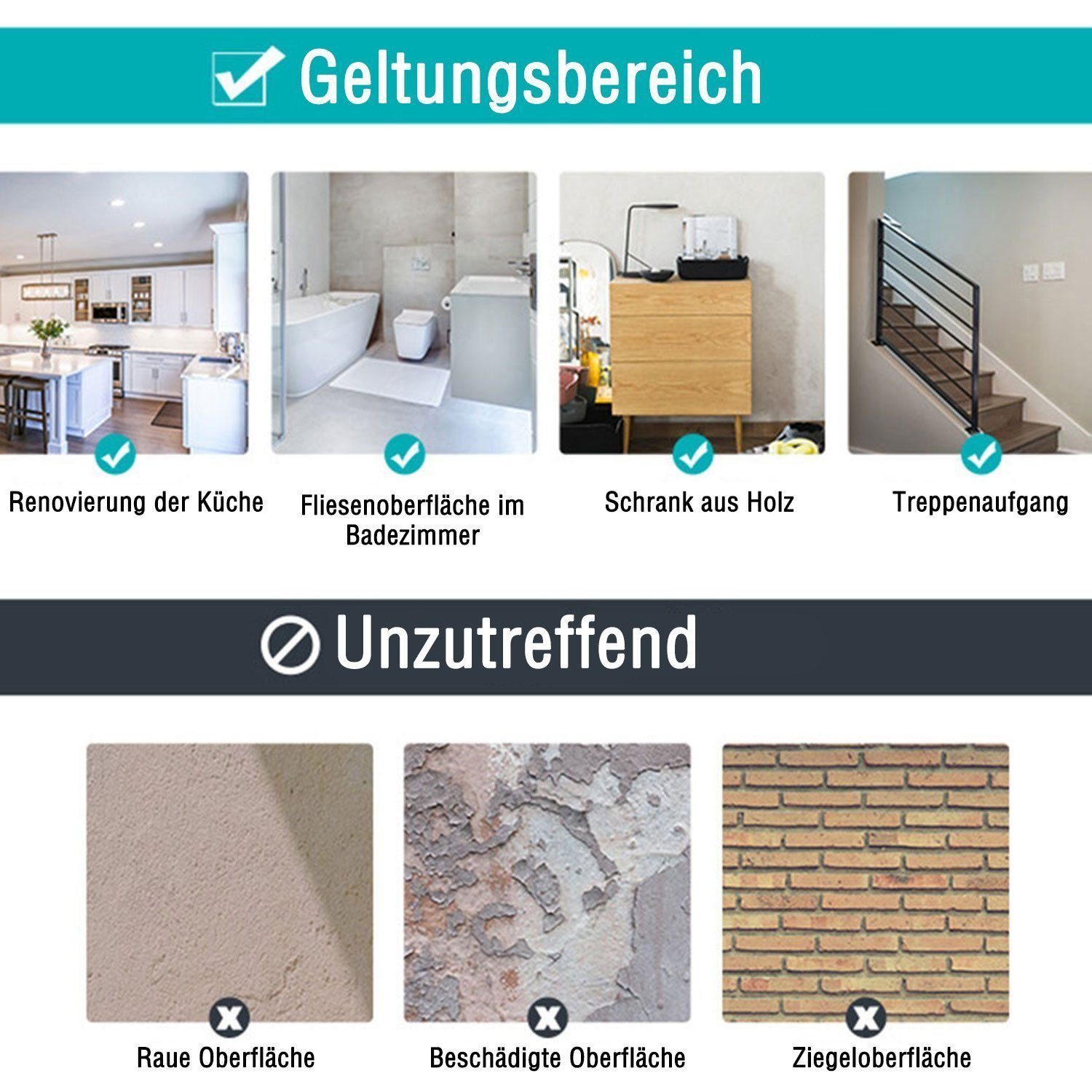 BYSURE Fliesenaufkleber (48 St), Selbstklebende Fliesenaufkleber 20x10cm