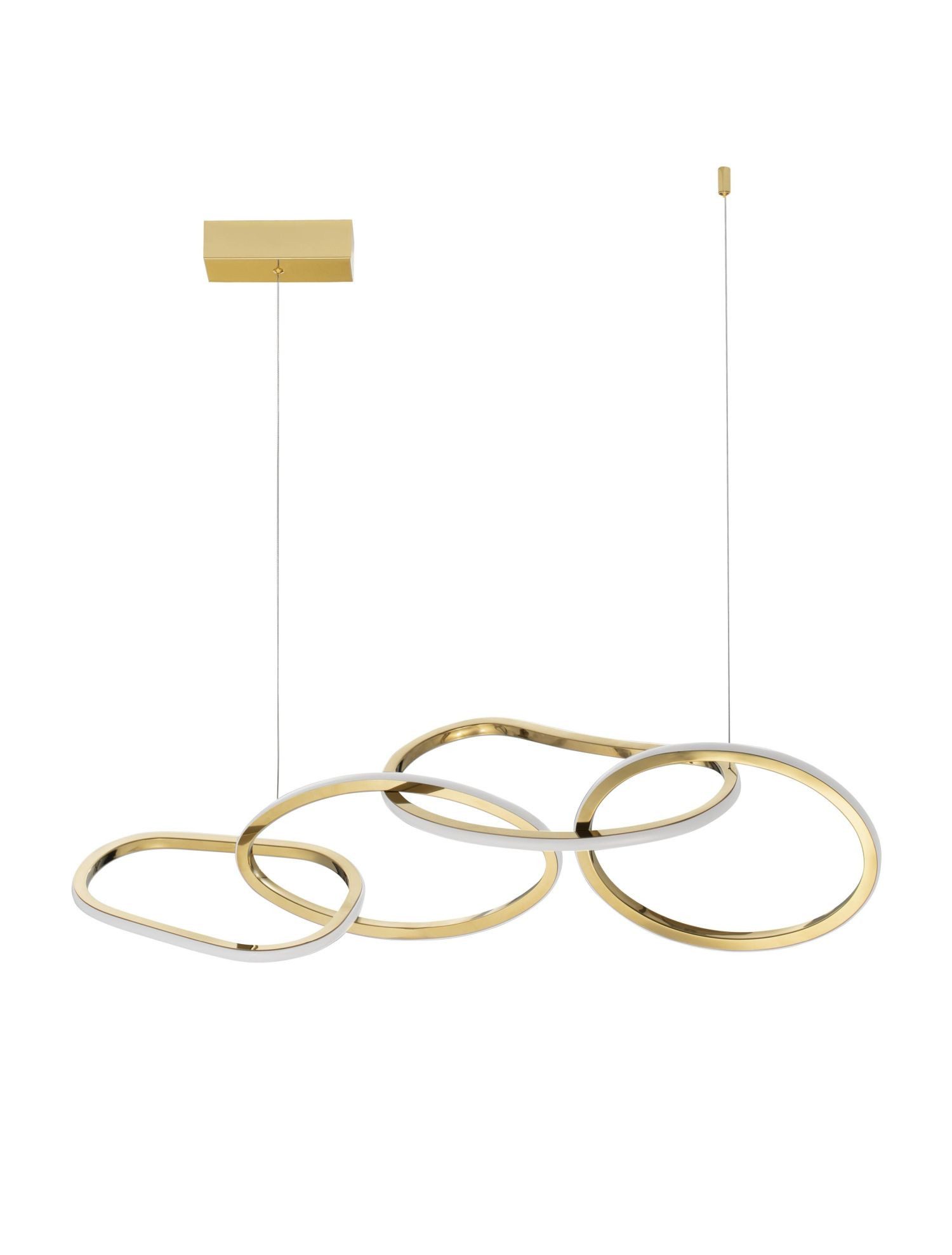 Licht-Erlebnisse Pendelleuchte IONE, LED fest integriert, Warmweiß, LED Hängelampe Modern 100 cm lang Ring dimmbar in Gold warmweiß 3000 K