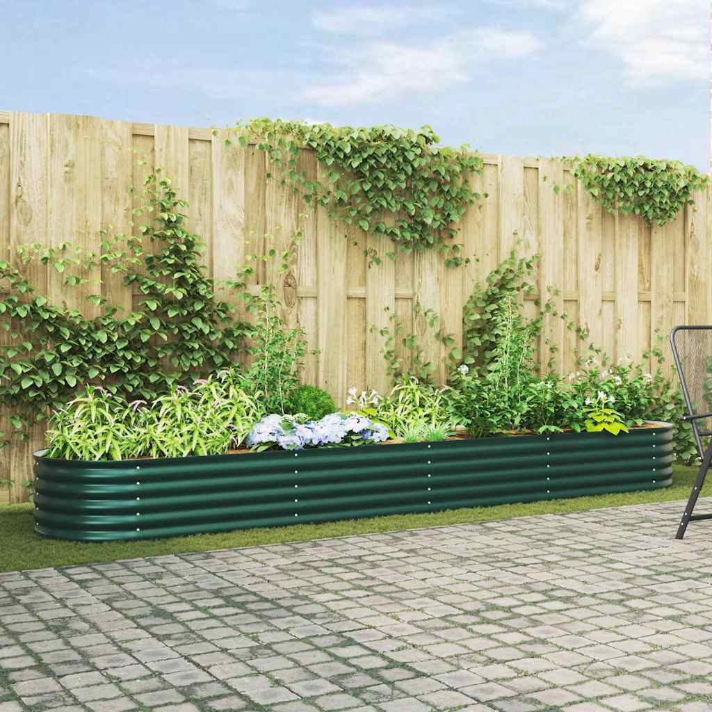 vidaXL Hochbeet Hochbeet Grün 400 x 80 x 44 cm Stahl (1 St)
