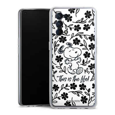 DeinDesign Handyhülle Peanuts Blumen Snoopy Snoopy Black and White This Is The Life, Oppo Find X3 lite Silikon Hülle Bumper Case Handy Schutzhülle