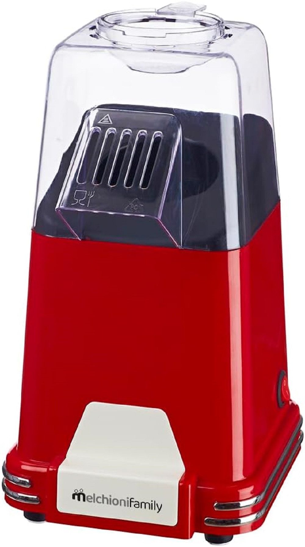 Melchioni Popcornmaschine Popcorn-Maschine, 110 W, Luftheizung, ohne Öl und Fett, Rot