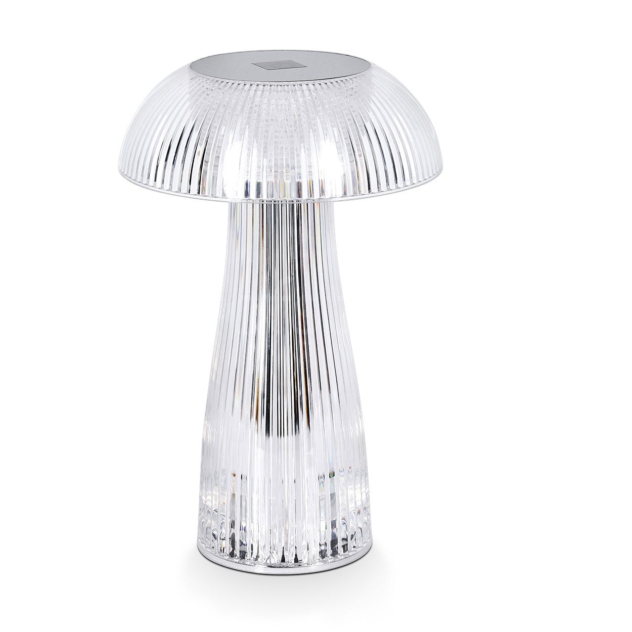 hofstein Tischleuchte dimmbare Tischlampe aus Metall/Kunststoff in Klar, LED wechselbar, 2700-6500 Kelvin, Leuchte mit Touchdimmer, USB-C, An-/Ausschalter, Lichteffekt, Akku