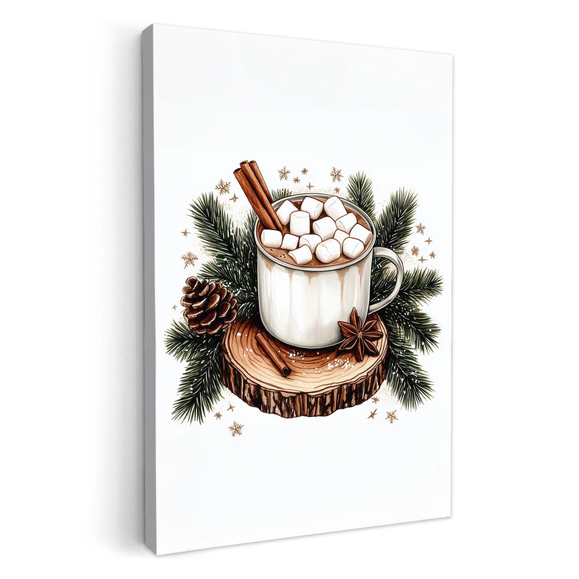 OneMillionCanvasses® Leinwandbild Winter - Holz - Schokoladenmilch - Geträn günstig online kaufen