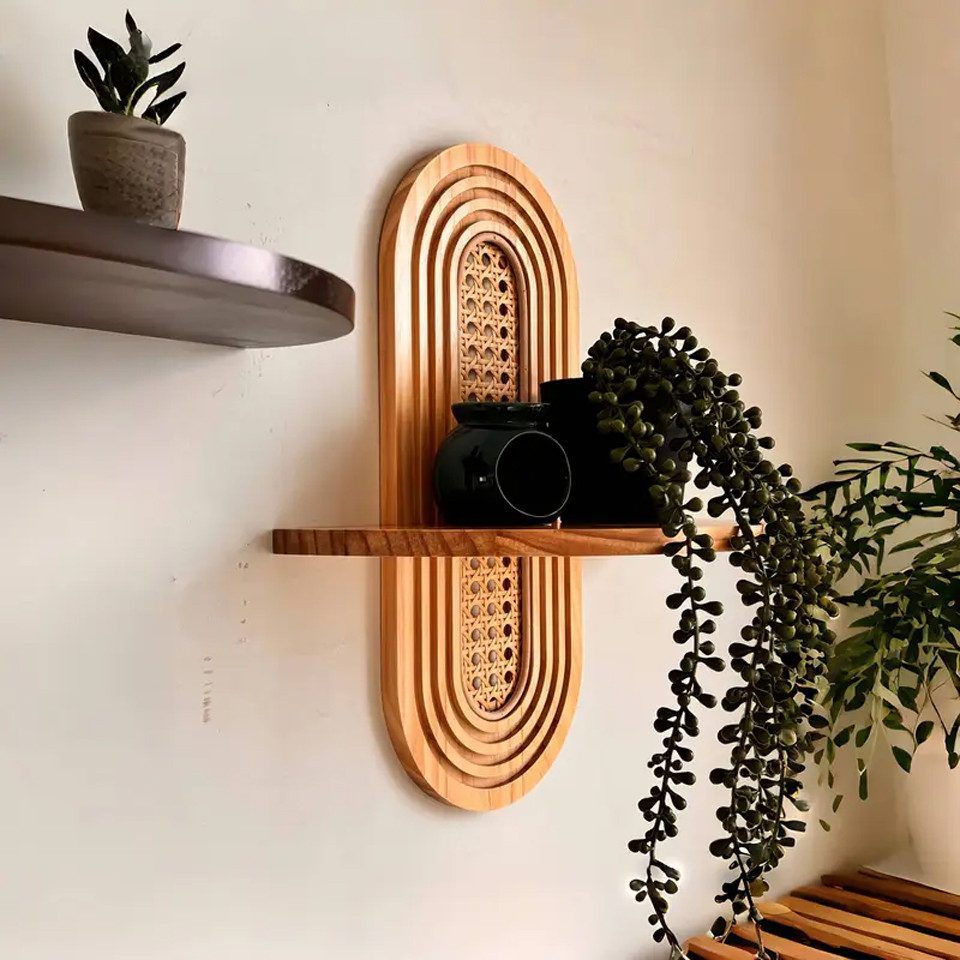 Venkuber Wandregal aus Holz im Mid-Century Modern Bohemian-Stil, 1-tlg., mi günstig online kaufen