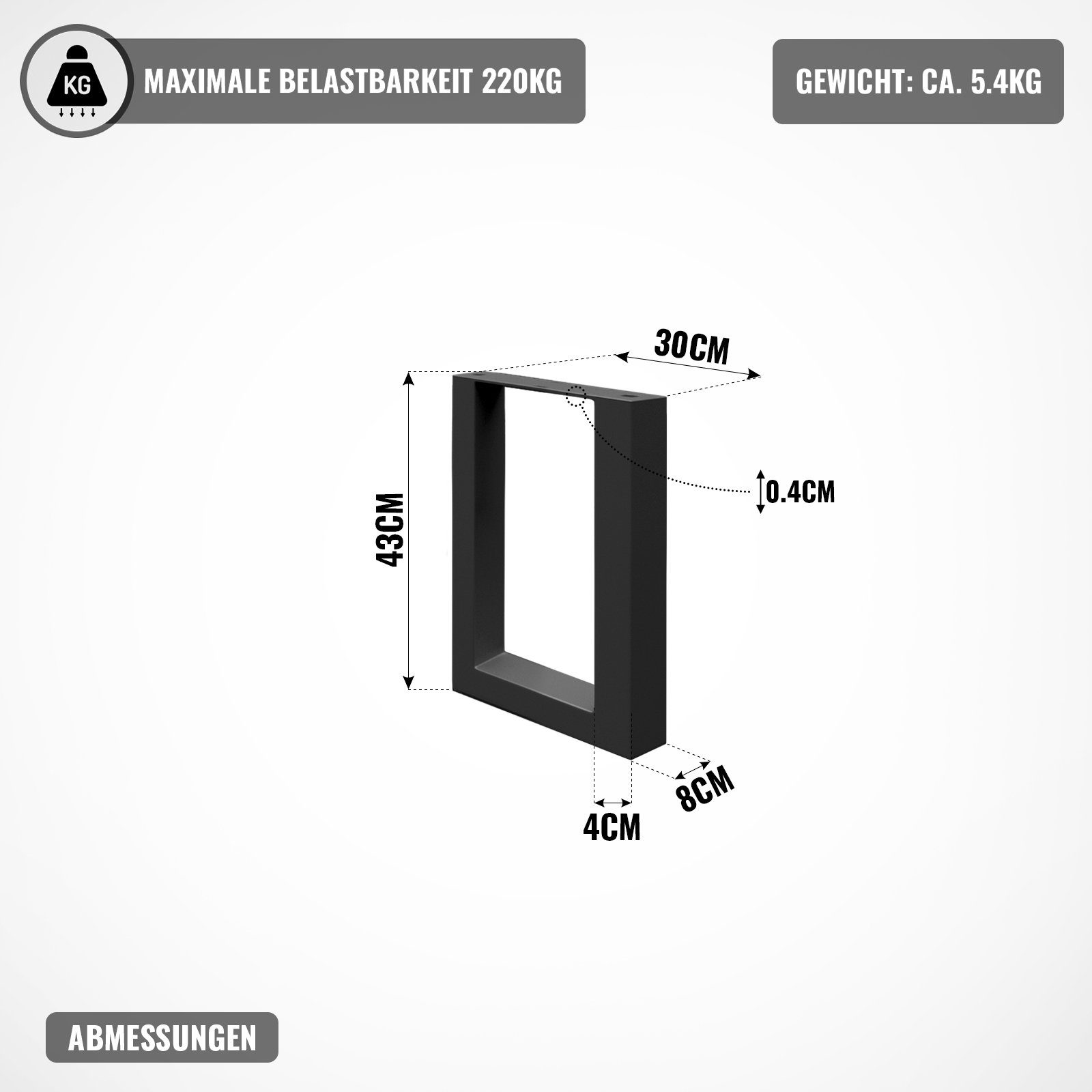 Tischbeine Tischkufen Schwarz Tischfuß Tischgestell Tischuntergestell MIADOMODO Set