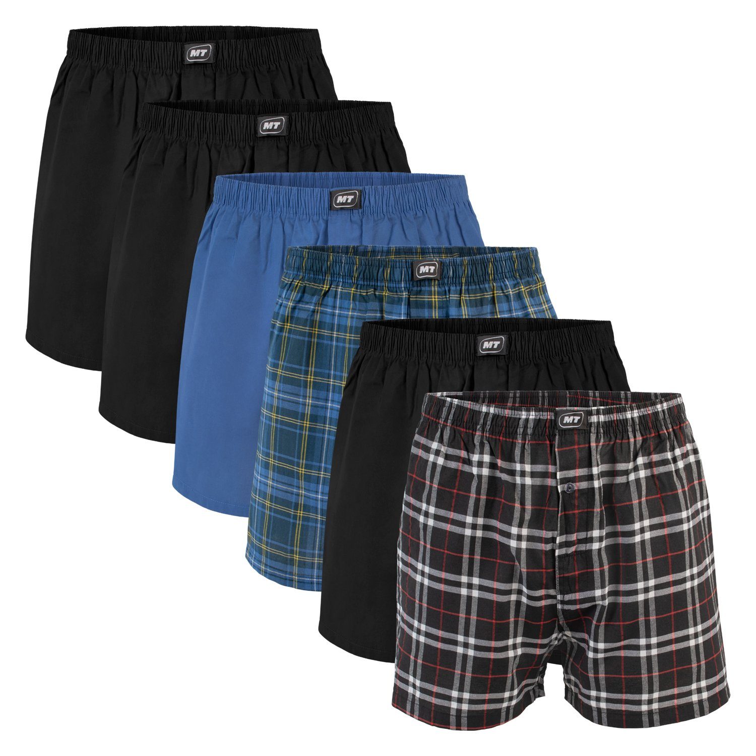 MT Boxershorts Herren Web Boxershorts (6er Pack) aus Baumwolle, Webboxer Shorts