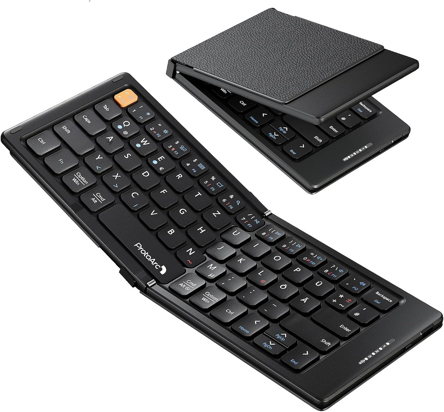 ProtoArc XK04 Mini Tragbare Reise Bluetooth-Tastatur Tastatur (Faltbare Kompakte Tastatur QWERTZ 	Auslaufsicher, Klappbar, Leicht)