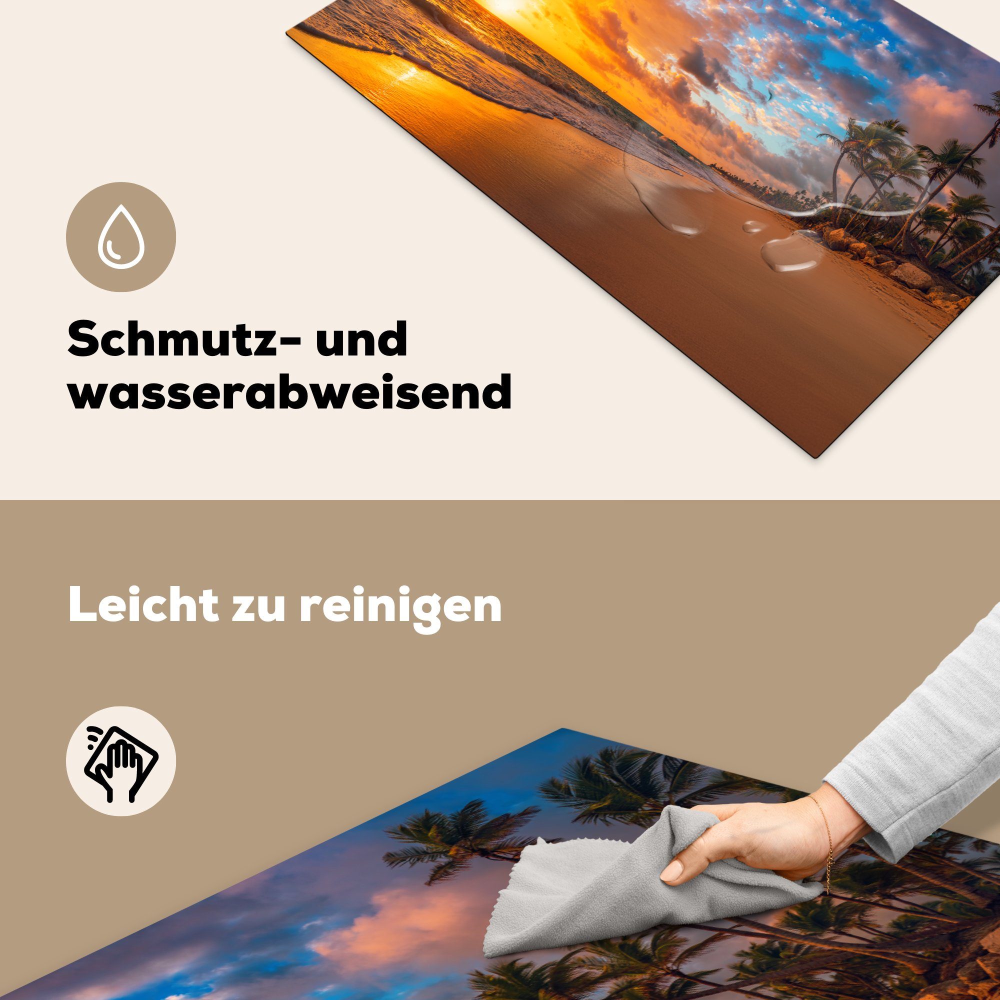 - tlg), 83x51 Arbeitsplatte Tropisch Strand cm, Vinyl, Ceranfeldabdeckung, MuchoWow für Sonne, Herdblende-/Abdeckplatte küche (1 -