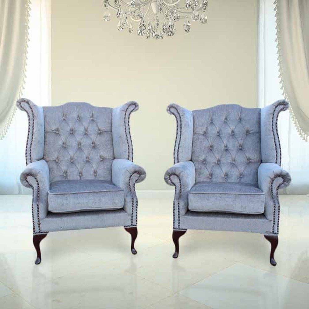 JVmoebel Ohrensessel Chesterfield Sessel Polster Lounge Babyblau Relax, Made in Europa