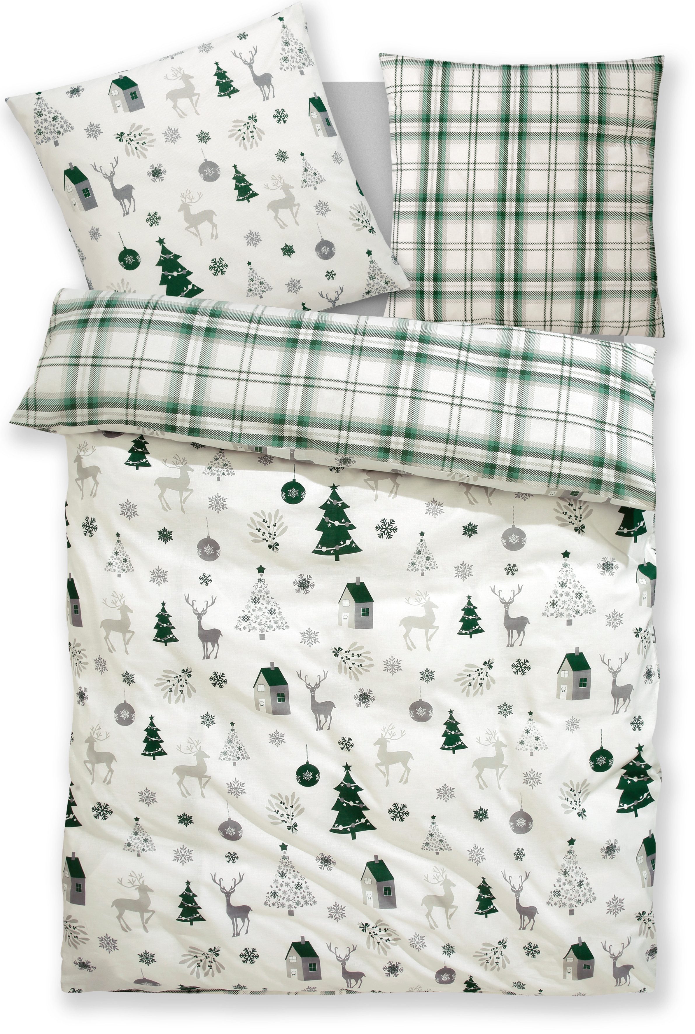 OTTO home Bettwäsche Mikkel, Linon, 2 teilig, Bettwäsche ab Gr. 135x200 cm,100% Baumwolle, Weihnachten