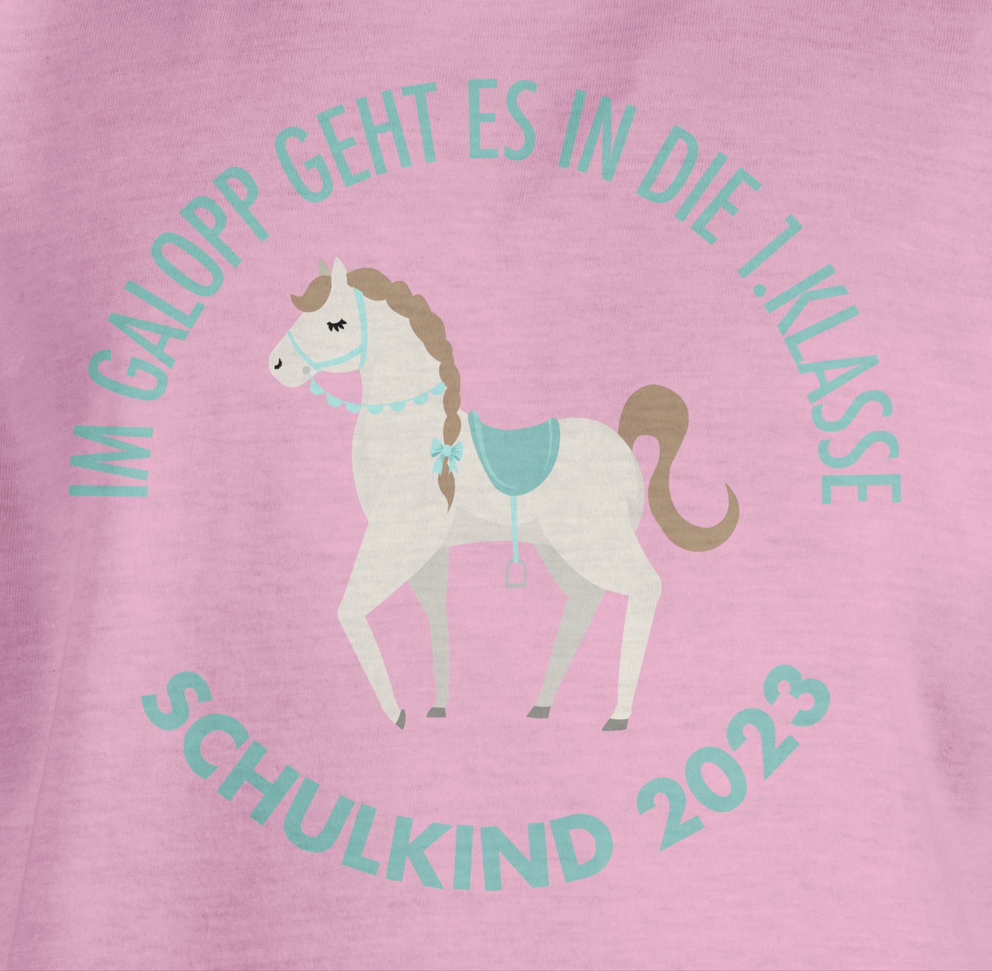 Schulkind Galopp T-Shirt 2 Einschulung Shirtracer Mädchen Im 2023 Rosa