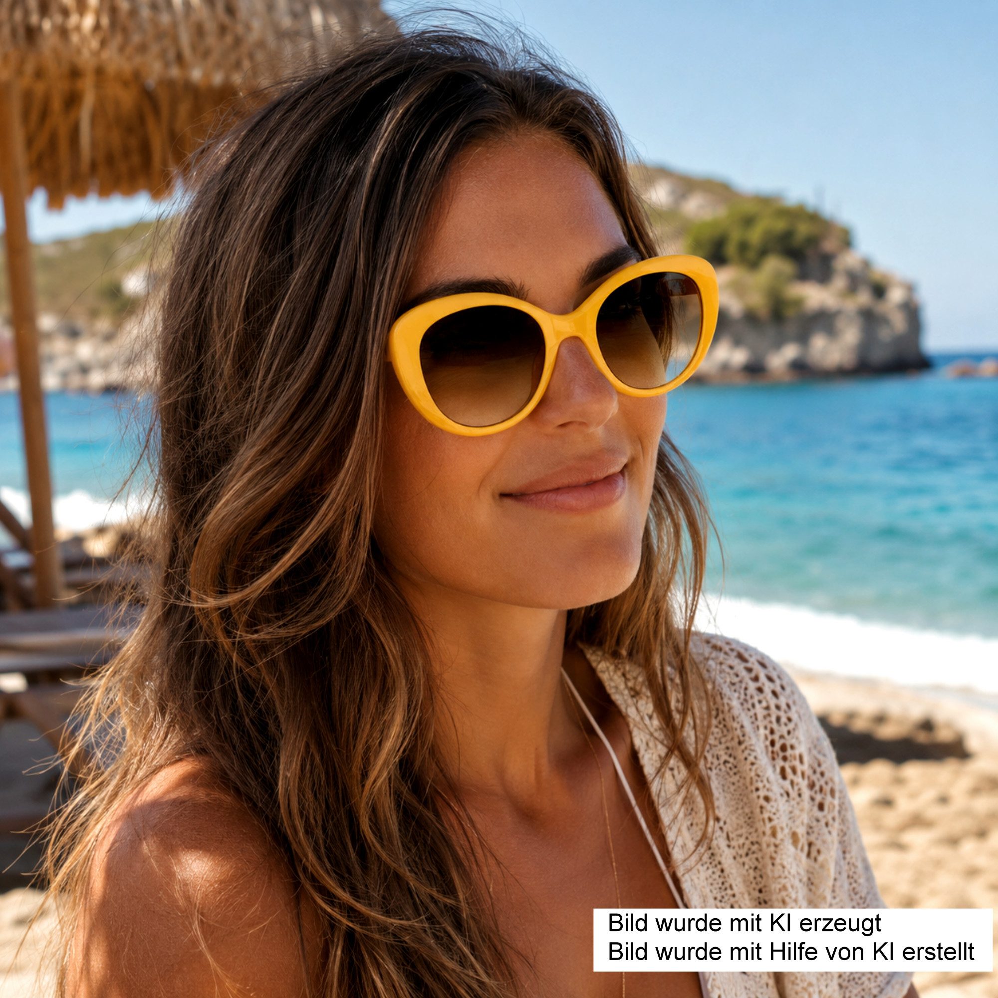 Rennec Sonnenbrille Damen Vintage Brille 60ziger Jahre Design Cat-Eye Oval Transparent Gestell in Pastellfarben Gelb, Mint, Flieder, Gläser UV400 Getönt