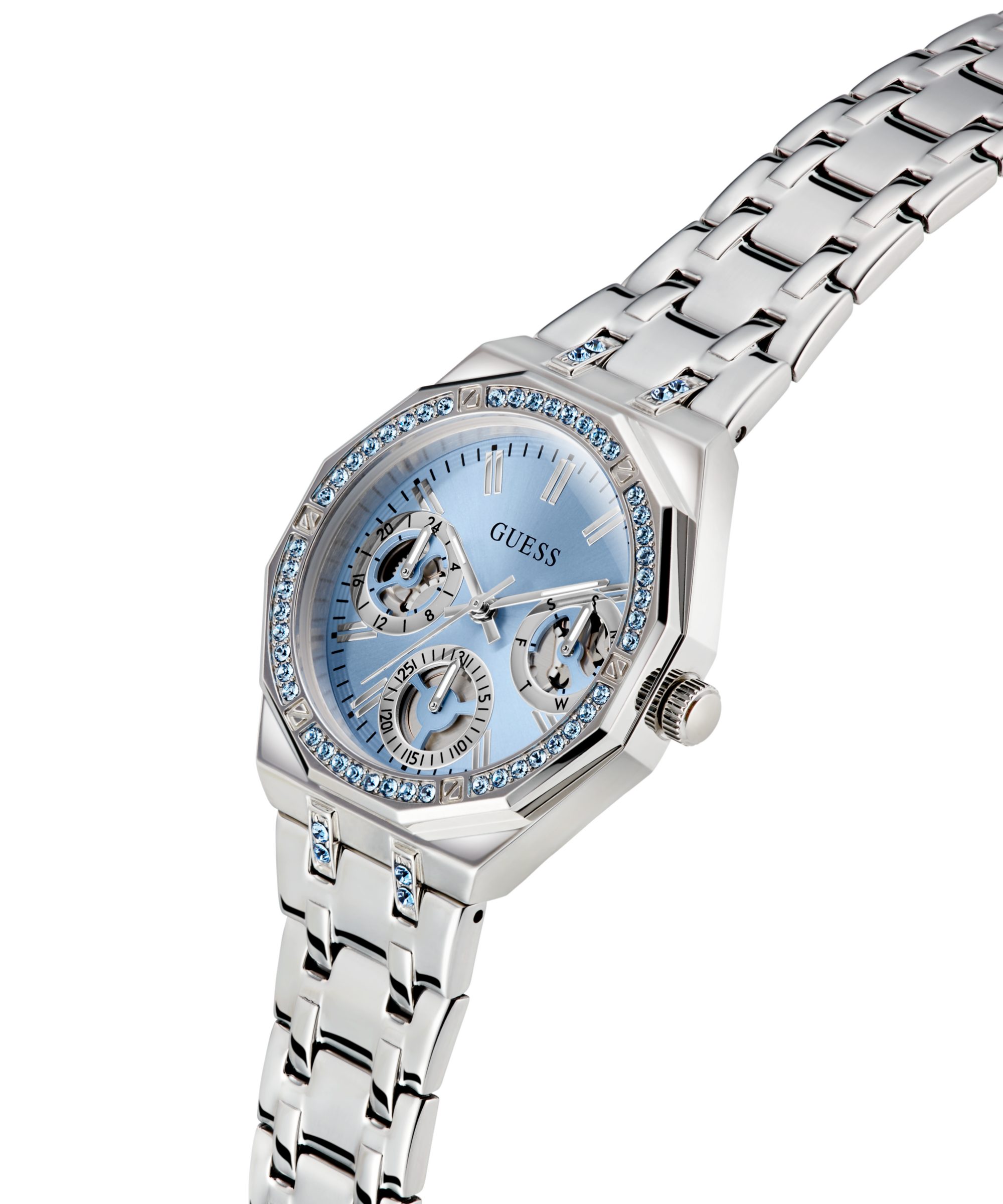 Guess Multifunktionsuhr QUINN GW1009L1, Quarzuhr, Armbanduhr, Damenuhr, Edelstahlarmband, Datum – Bild 5 von 5
