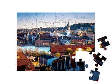 puzzleYOU Puzzle Aalborg und die Uferpromenade von Nørre Sundby, 48 Puzzleteile, puzzleYOU-Kollektionen Dänemark, Skandinavien