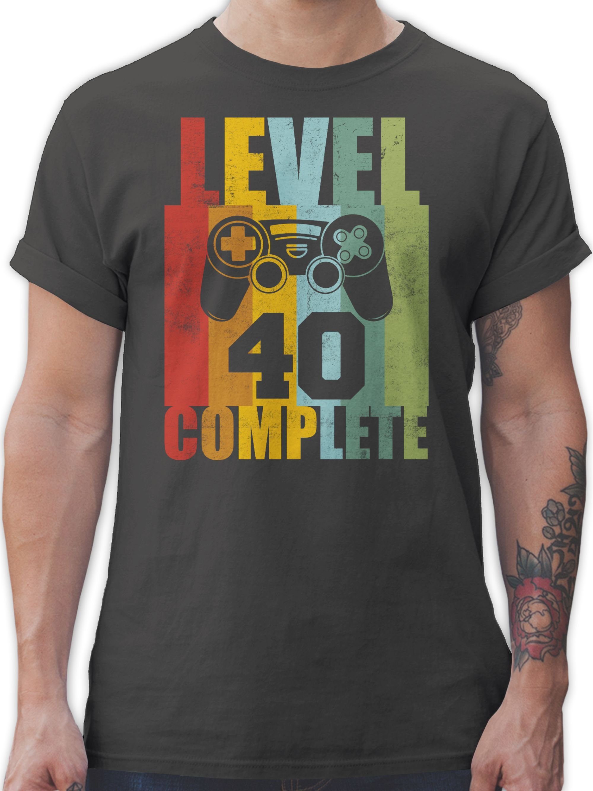 Shirtracer T-Shirt Level 40 complete Vintage 40. Geburtstag 03 Dunkelgrau