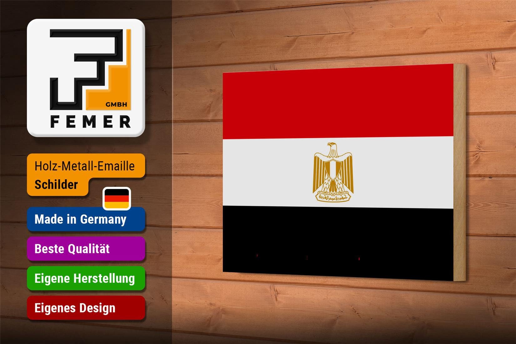 Femer GmbH Holzbild Flagge Ägyptens 18x12 cm Flag of Egypt, Flaggen (1 St), Glatte Holzfaserplatte (MDF), vorn beschichtet