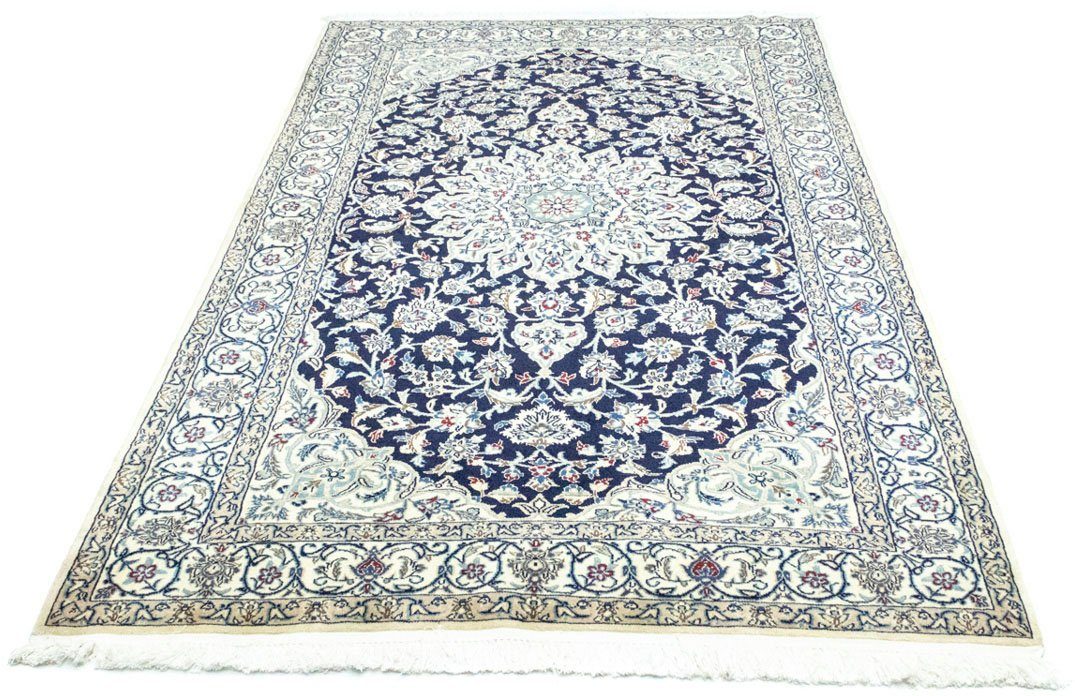 Wollteppich Nain Medaillon Blu scuro 215 x 130 cm, morgenland, rechteckig, Höhe: 10 mm, Unikat mit Zertifikat