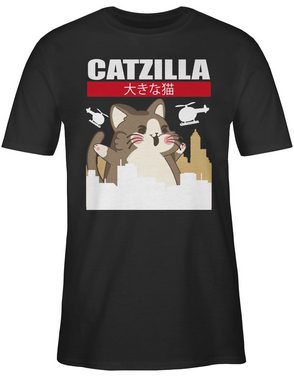 Shirtracer T-Shirt Catzilla - Big Cat Anime Geschenke