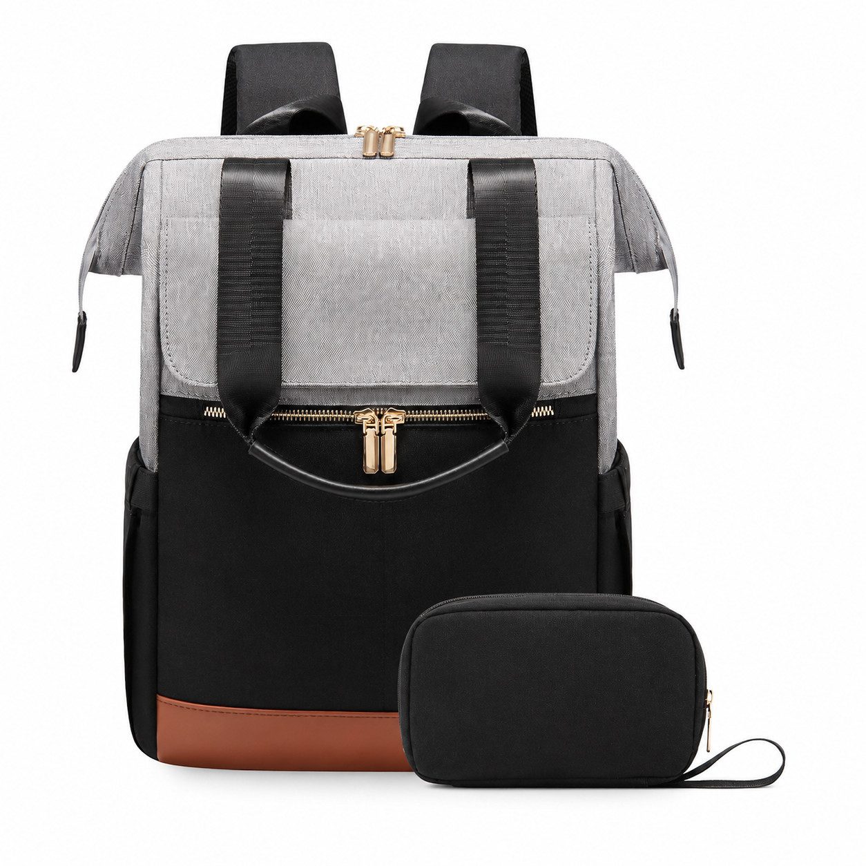 ibettertec Rucksack 2in1 Rucksack Damen Herren mit Laptopfach 15,6 Zoll & Kosmetiktasche (Geräumiger Business Rucksack, mit Organizer, Trolley-Gurt und separater Tasche), für Alltag, Büro und Reisen