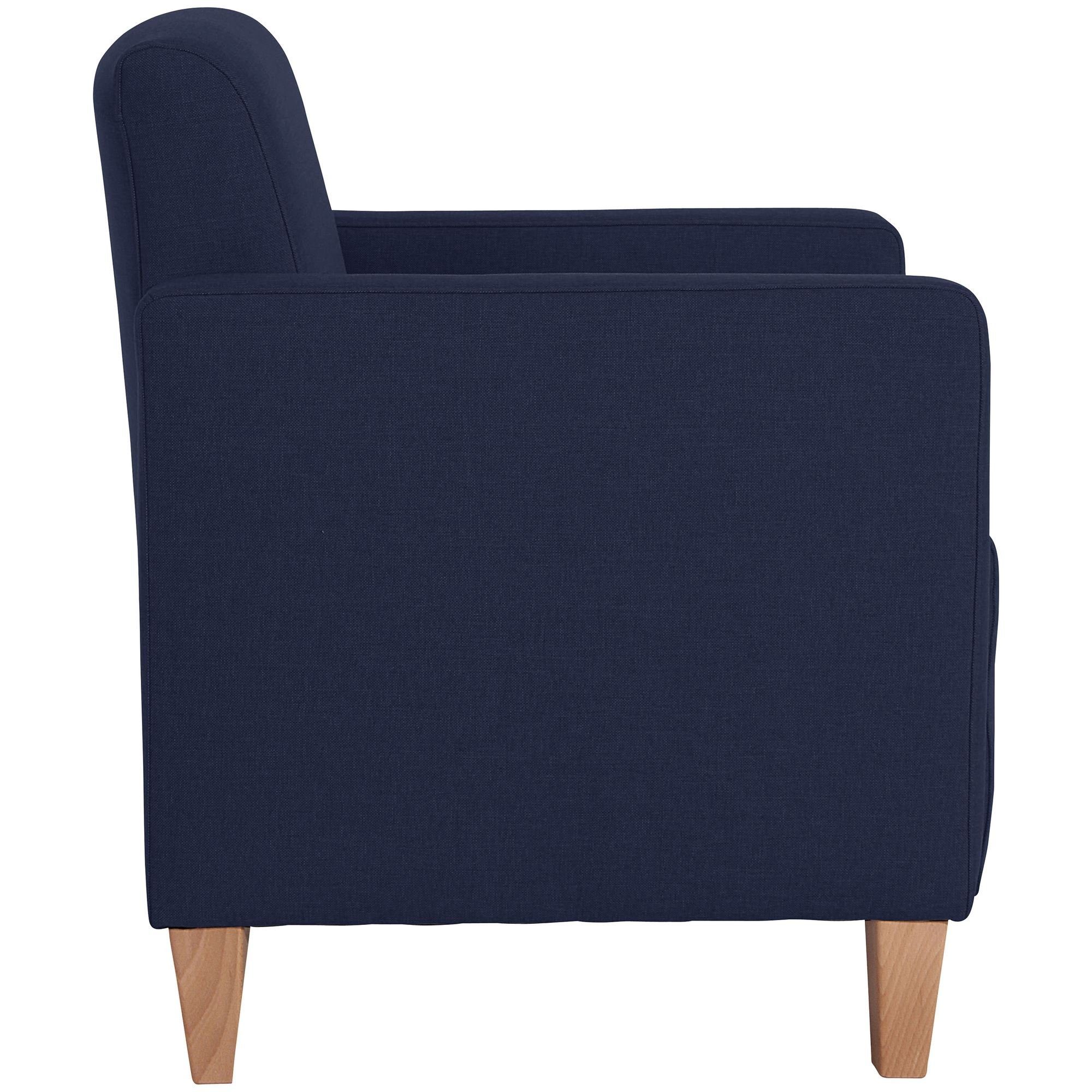 58 aufm Kessel Kostenlosem natur Sessel hochwertig (Leinenoptik) (Sparpreis verarbeitet,bequemer Karol Sessel / 1-St), Bezug inkl. Sitz Buche Flachgewebe dunkelblau Versand