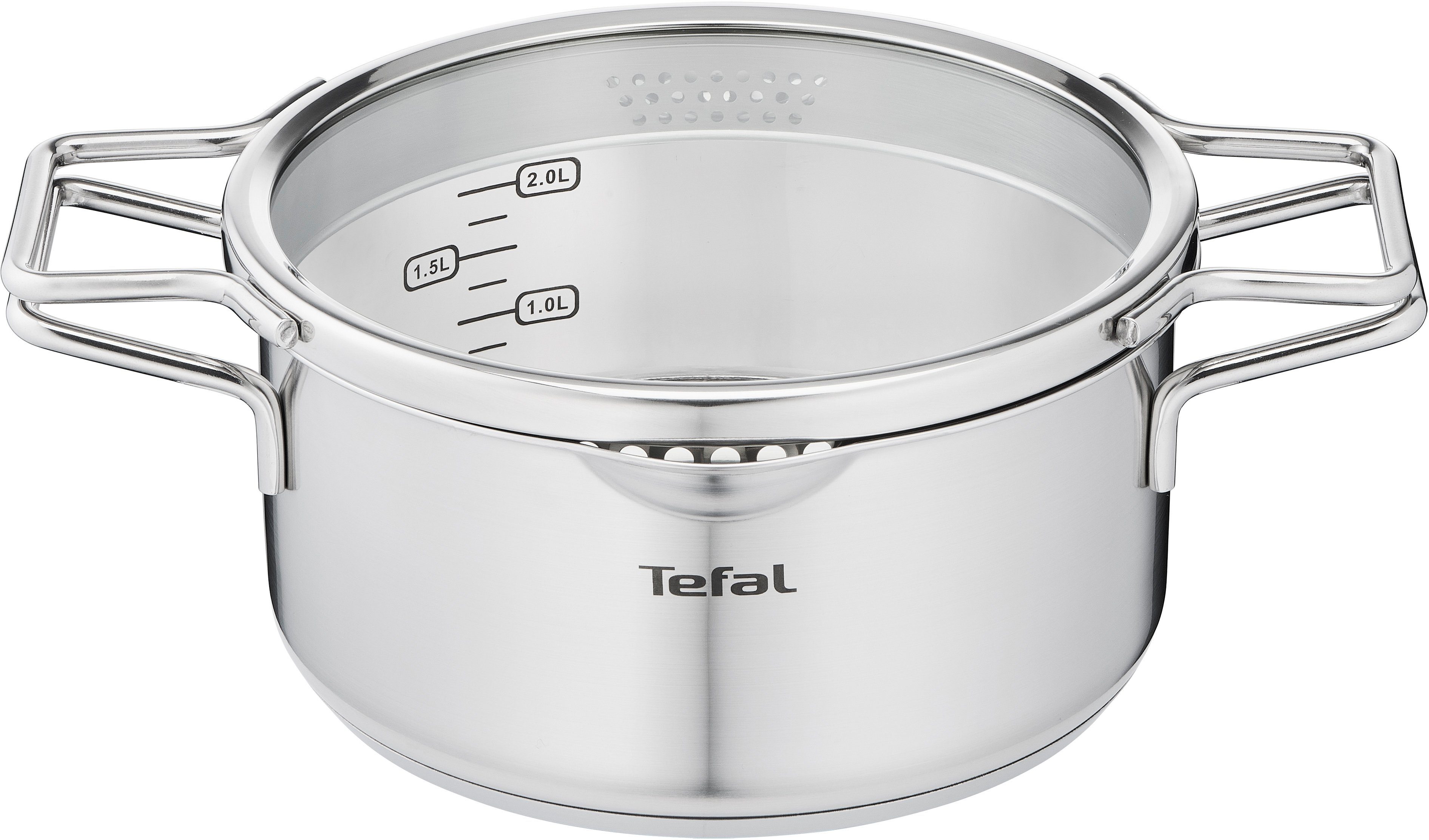 Tefal Kochtopf Nordica, Edelstahl (1-tlg), mit Deckel, nordisches Design, Ausgießer, Doppelgriff, Induktion