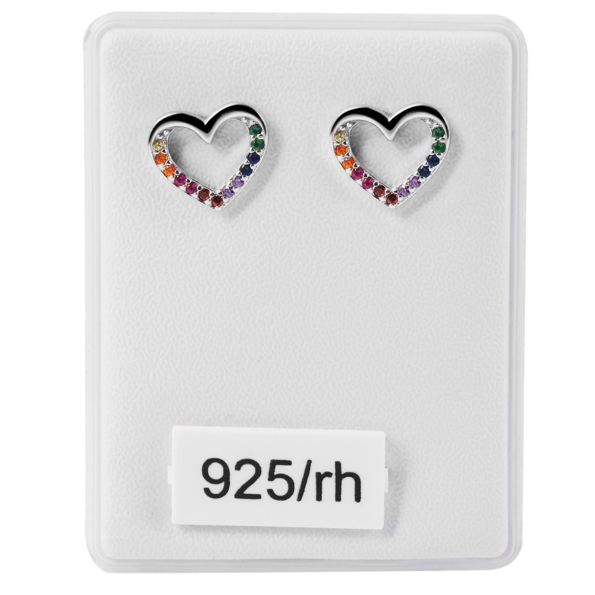 Adelia´s Paar Ohrstecker Ohrstecker Herz aus 925 Silber mit Zirkonia 8,5  cm, Trendiger moderner Schmuck