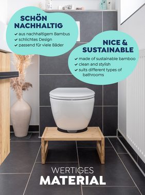RUBBERNECK Badhocker Toilettenhocker aus Bambus, für Kinder und Erwachsene, rutschfest, für eine natürlichere Haltung, fördert die Darmgesundheit