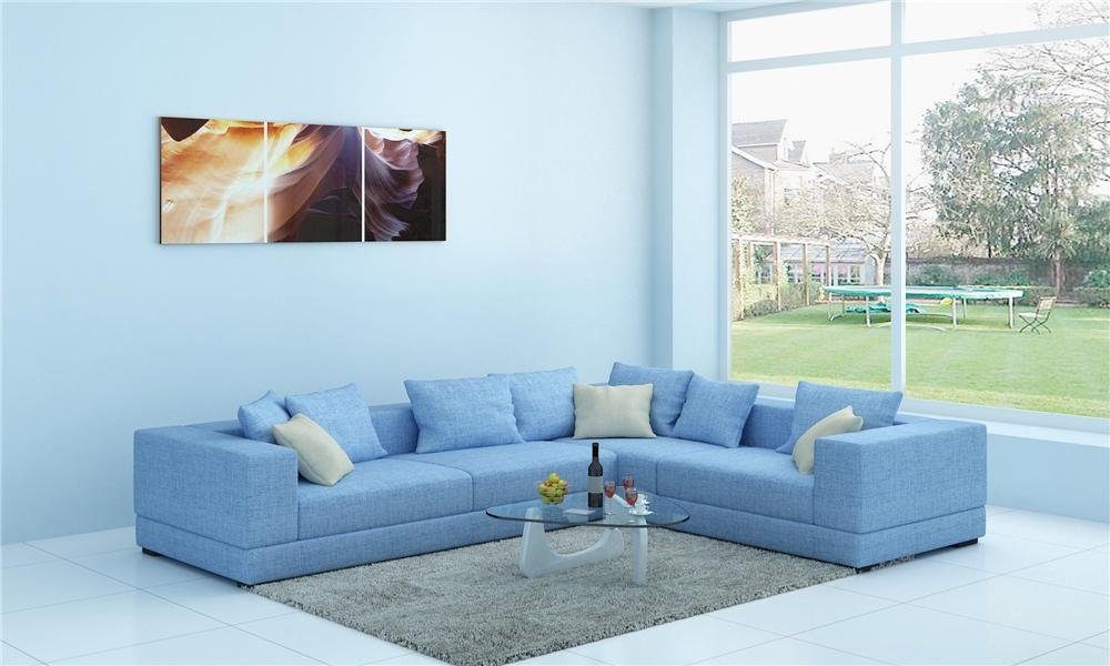JVmoebel Ecksofa, Sofa Polster Textil Couch Design Ecksofa Couchen Stoff Wohnlandschaft Blau