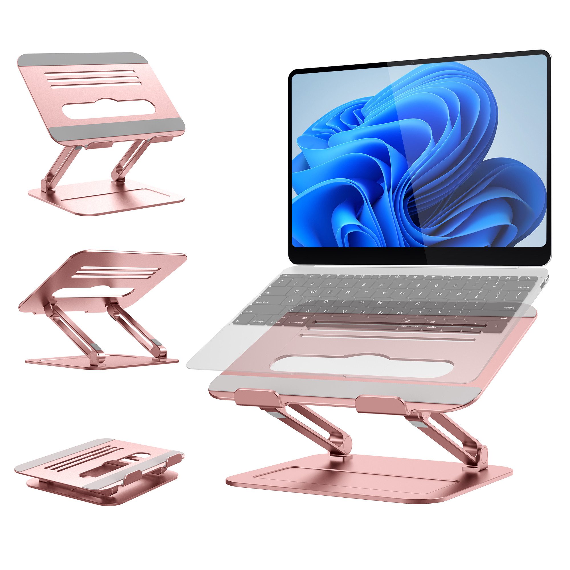 walkbee Laptoptisch Laptoptisch, Laptop Ständer,Höhenverstellba Belüfteter Laptophalter (Notebook Stand Kompatibel für Laptop (11-17.3 Zoll), 1er Set, aus Aluminiumlegierungsmaterial), robust und langlebig,Verstellbare Höhe, faltbarer, leicht zu tragen