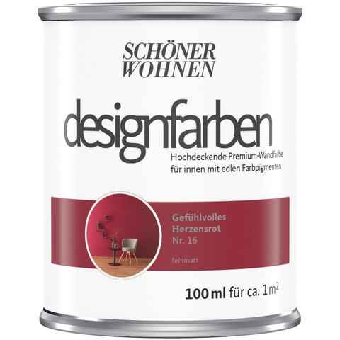 SCHÖNER WOHNEN FARBE Wand- und Deckenfarbe designfarben, hochdeckende Premium-Wandfarbe, Farbwelt rot
