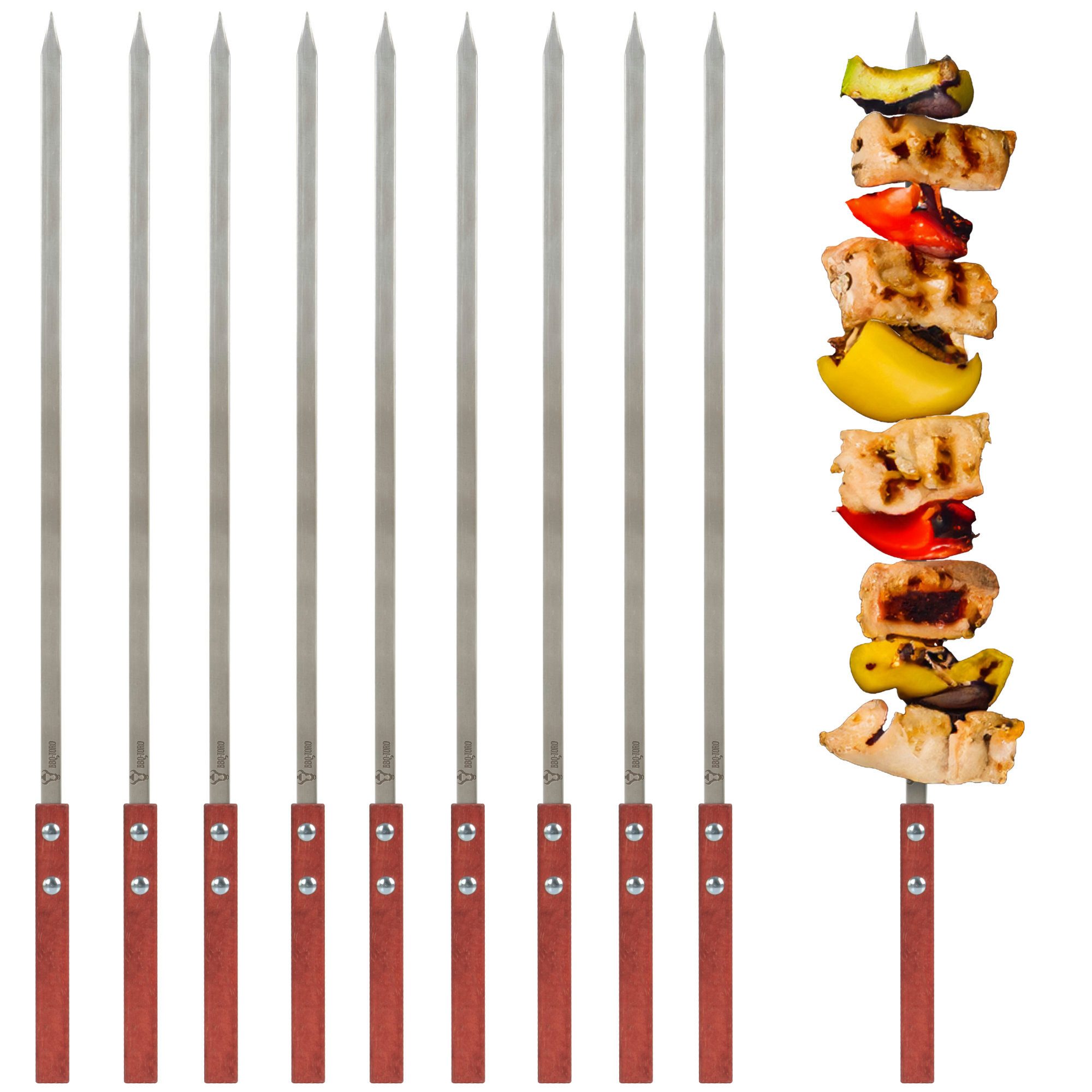 BBQ-Toro Grillspieß BBQ-Toro Edelstahl Spießset mit Holzgriff (10 Stück), 50 cm