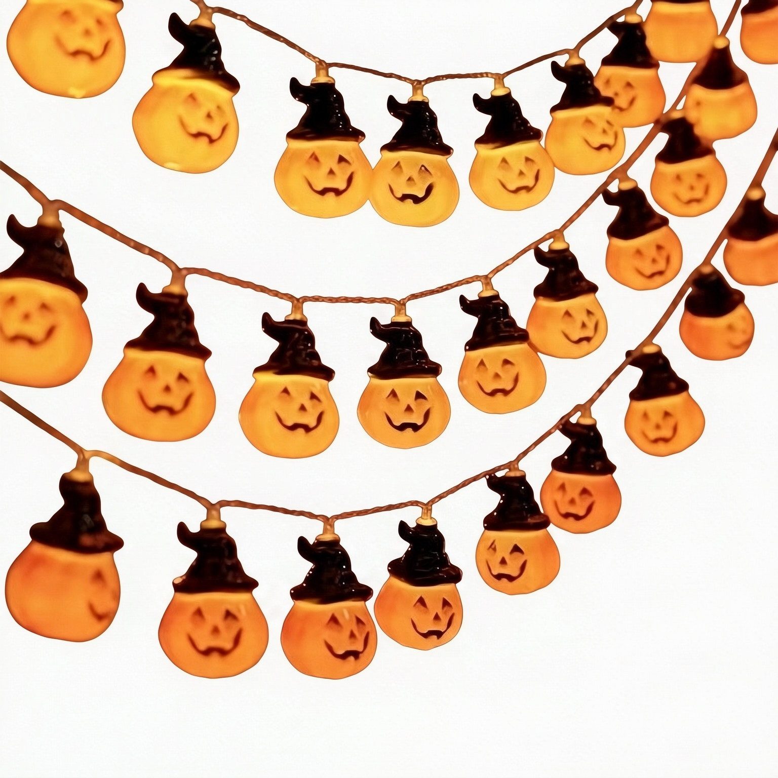 nsihing LED-Lichterkette Halloween-Kürbis-Lichterkette für Innendekoration