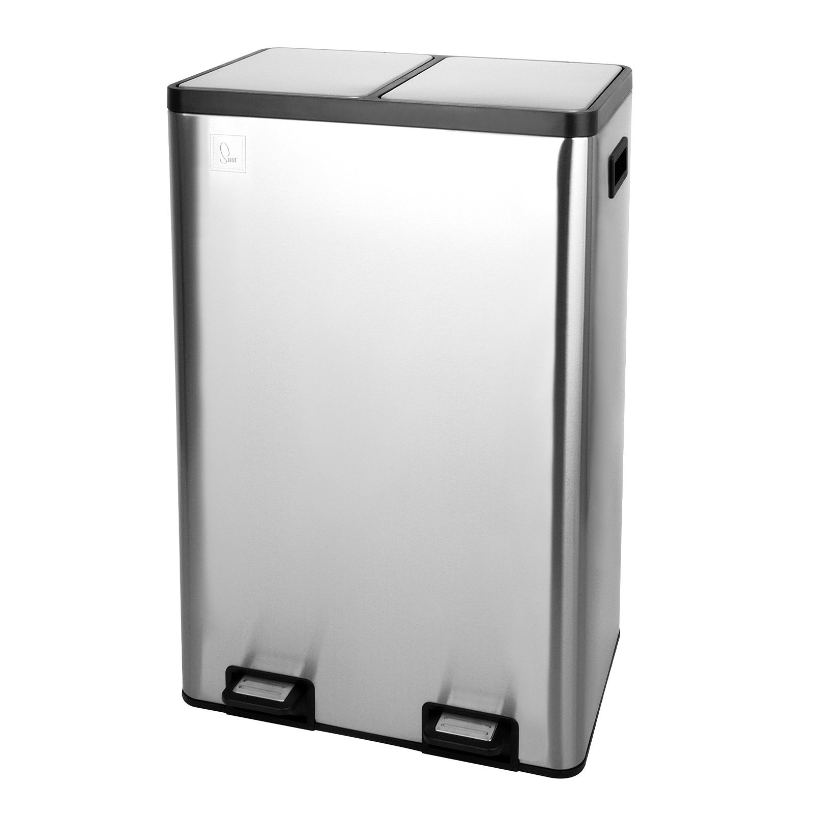 SVITA Mülltrennsystem, Mülleimer, 60L, Softclose-Deckel, Pedal, Edelstahl