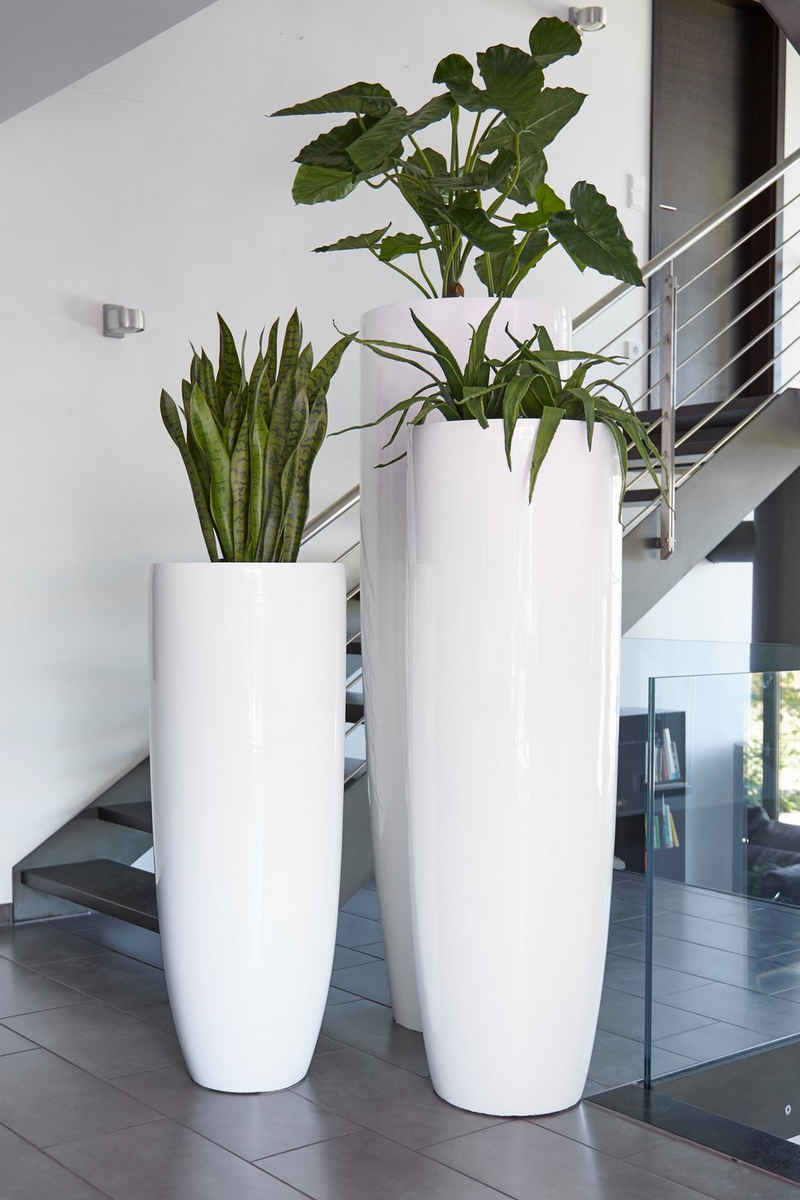 Flingora Bodenvase Ophelia, mit Einsatz - Fiberglas - Indoor & Outdoor - Weiß - Höhe 120 cm