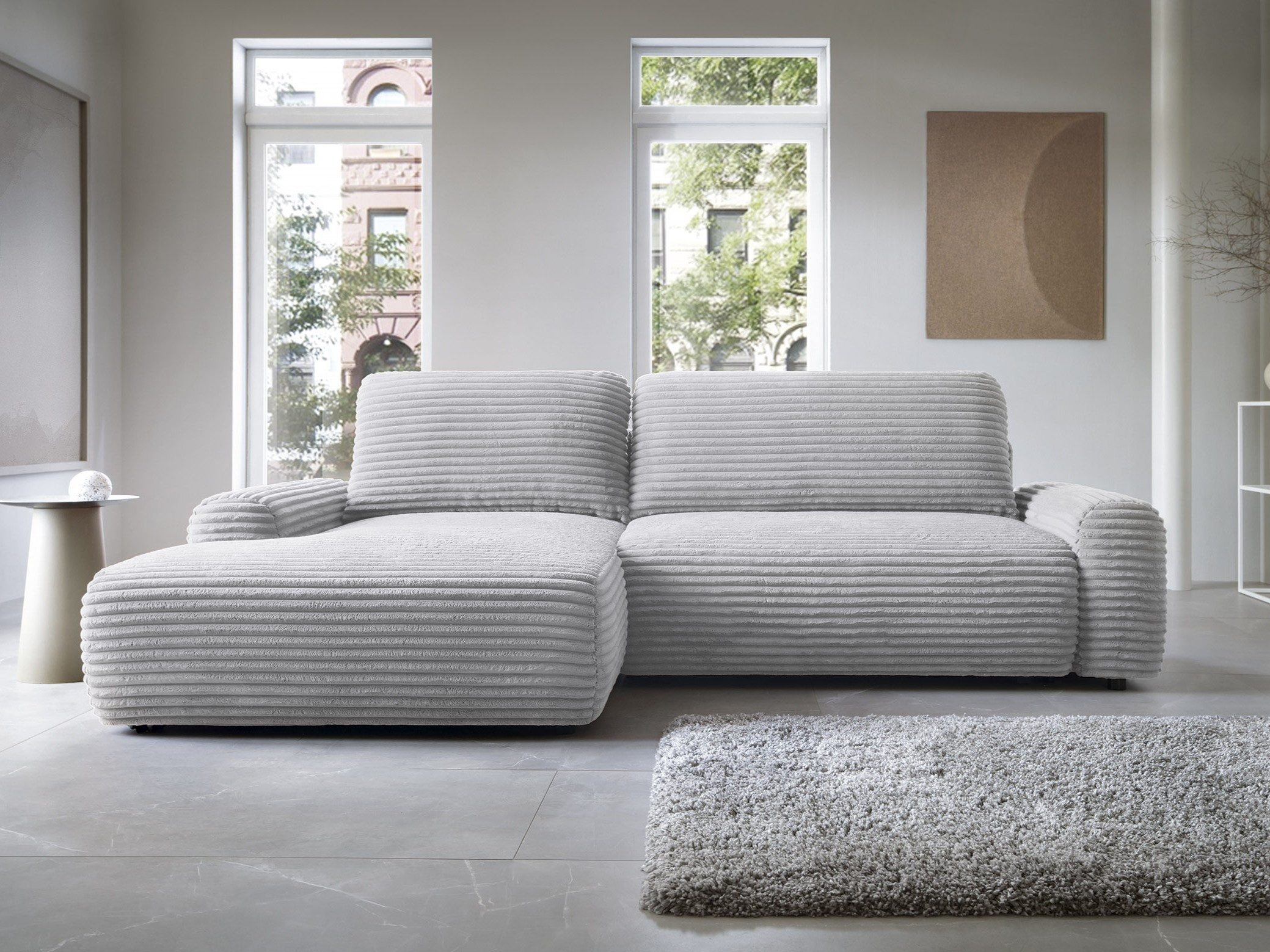 Goldstoff Ecksofa mit Schlaffunktion und Bettkasten, günstig online kaufen