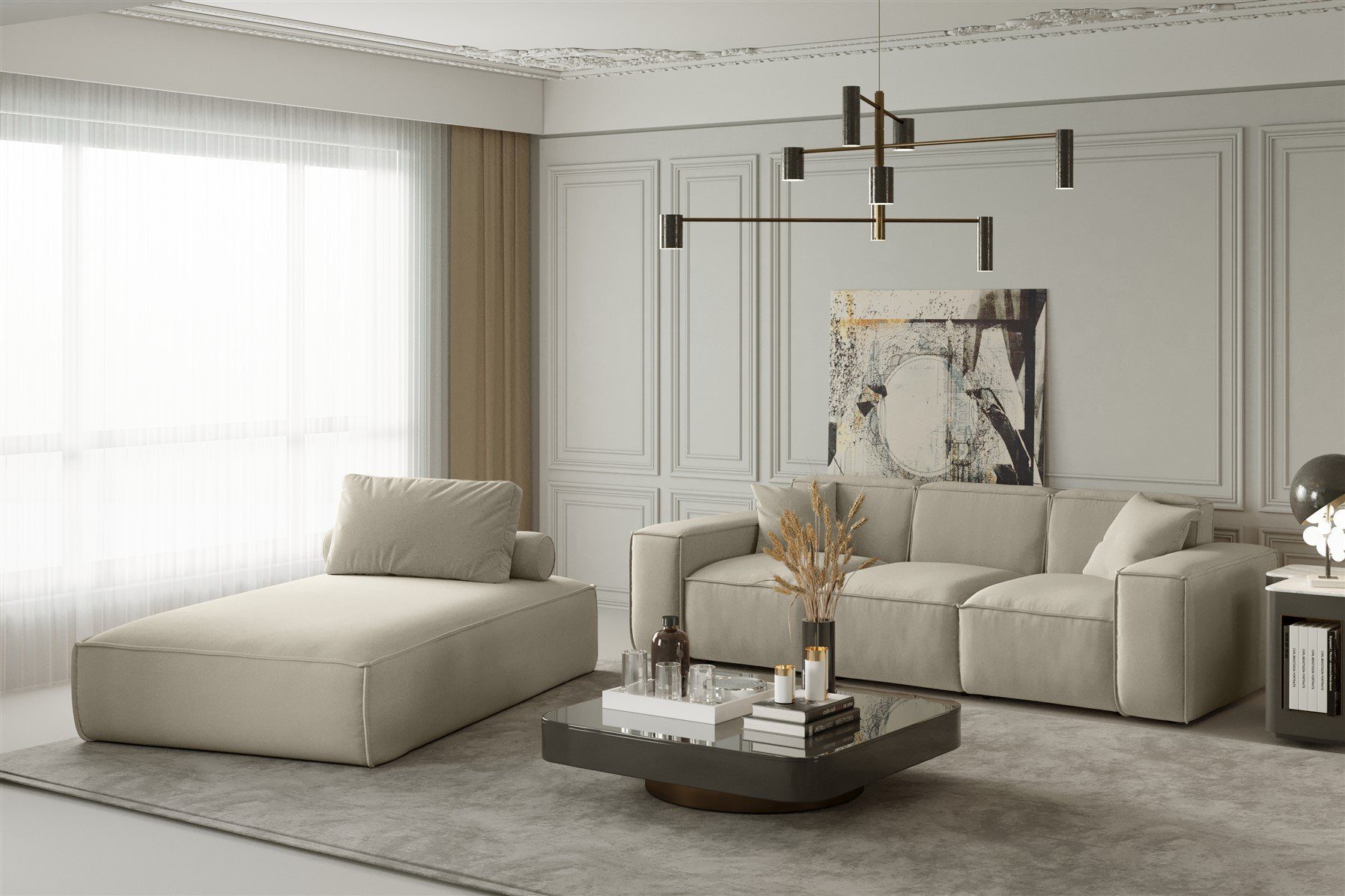 Fun Möbel Polstergarnitur Sofa-Set 2-teilig Chaiselongue und 3-Sitzer CELES, (Sofa-Set CELES 2-teilig Chaiselongue und 3-Sitzer)