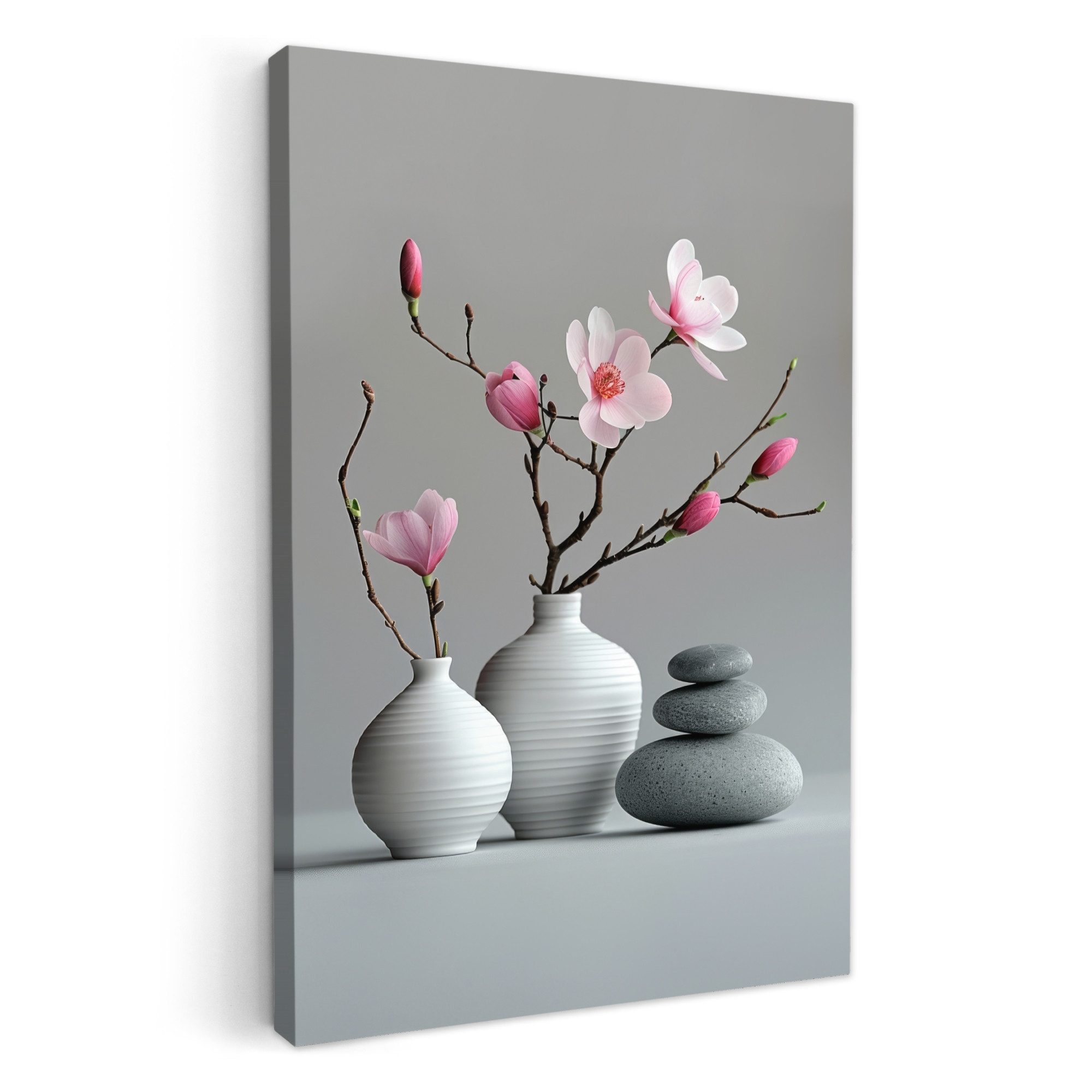 OneMillionCanvasses® Leinwandbild Magnolie - Blumen - Rosa - Zen-Steine, Fo günstig online kaufen