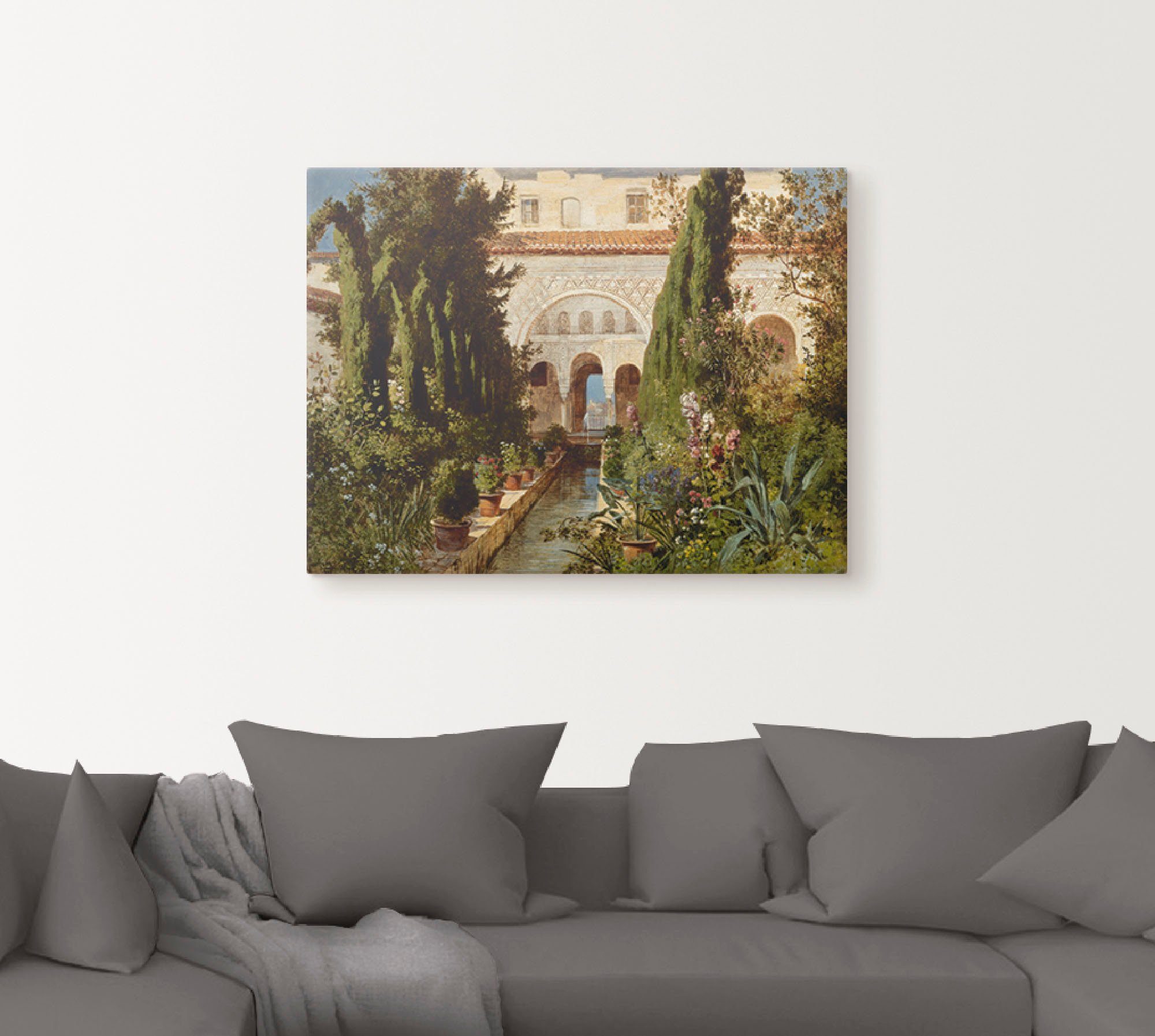 oder Generalife des als Leinwandbild, St), Der Garten Größen (1 in Wandbild Granada, Poster Wandaufkleber versch. Artland Garten bei