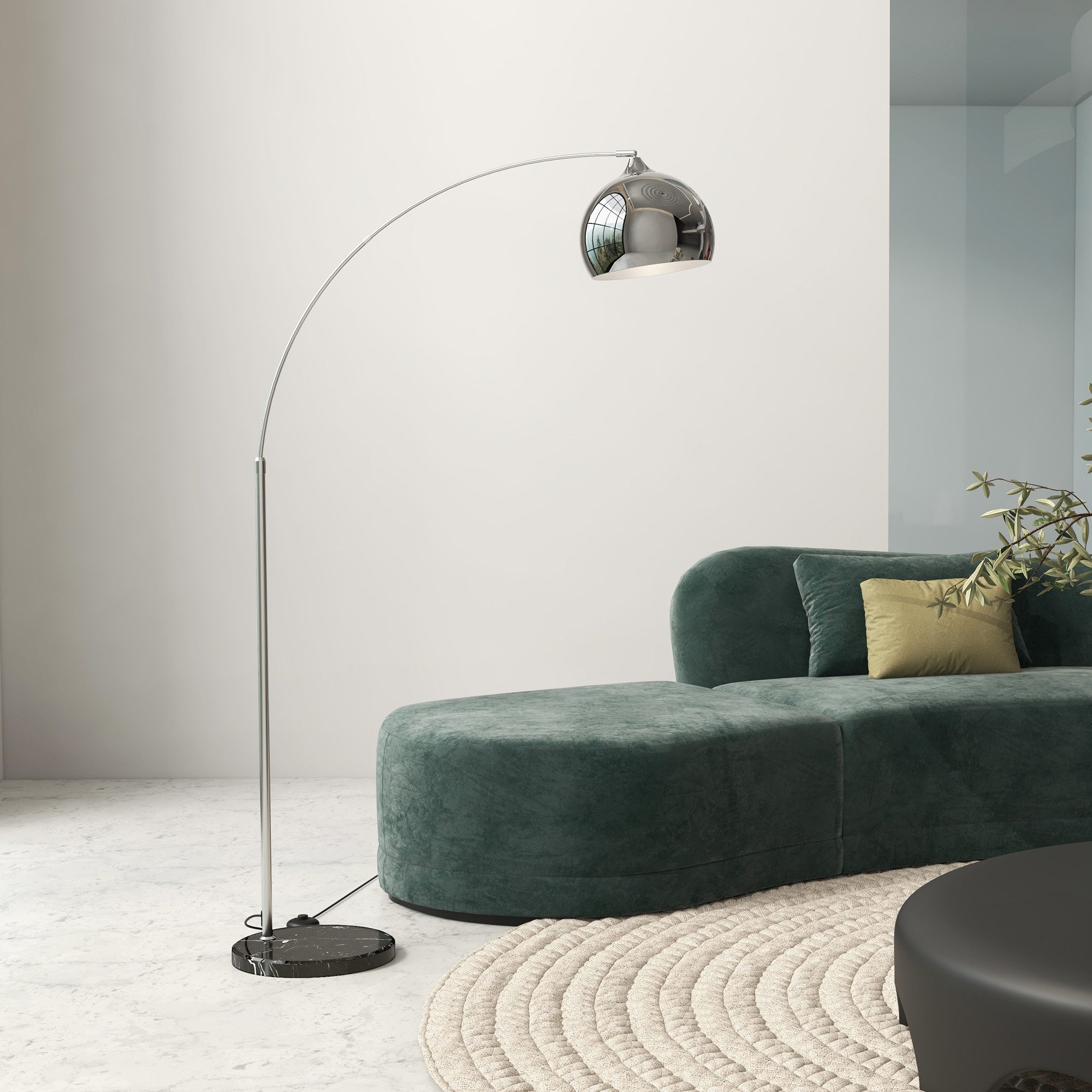 furnicato Stehlampe Bogenleuchte 170-180cm Silber/Schwarz