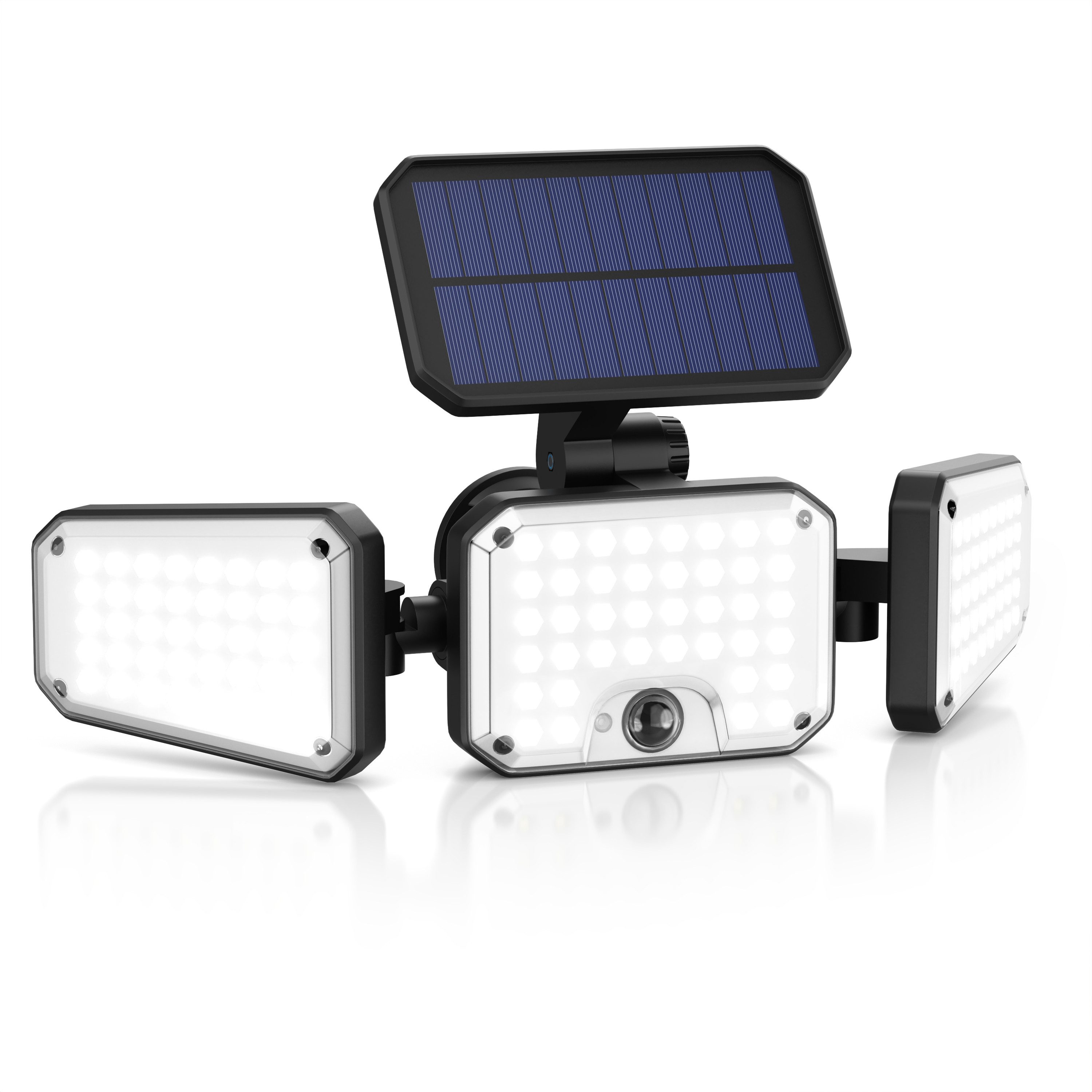 Brandson LED Solarleuchte Solar Sicherheits-/Außenlampe, 120 LEDs, PIR-Sensor, 500 Lumen, 6500K, Ein-/Ausschalter, LED fest integriert, Kaltweiß, 2400 mAh Akku, 270° Licht, dreh/schwenkbar, wetterfest, Außenstrahler