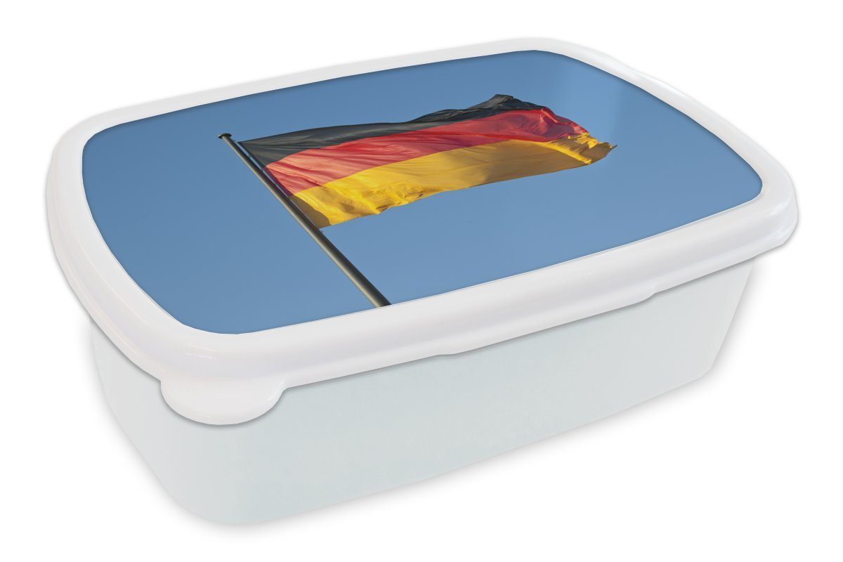 MuchoWow Lunchbox Foto der deutschen Flagge, Kunststoff, (2-tlg), Brotbox für Kinder und Erwachsene, Brotdose, für Jungs und Mädchen weiß
