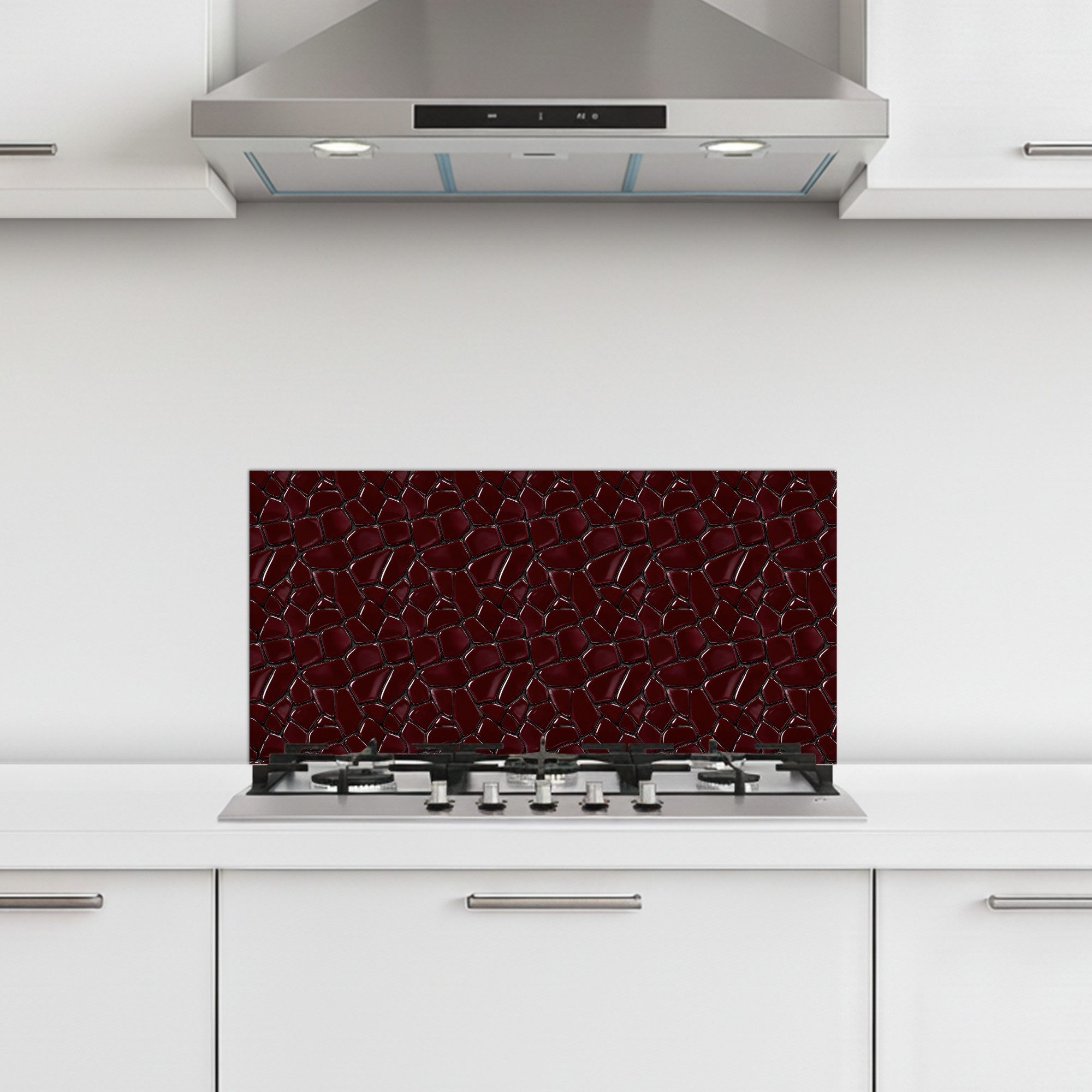 KitchenYeah Küchenrückwand selbstklebend (keine Folie) Mosaik - Fliese - Burgunderrot, (1-tlg), Küchenrückwand, Spritzschutz, Kitchen, 60x30 cm