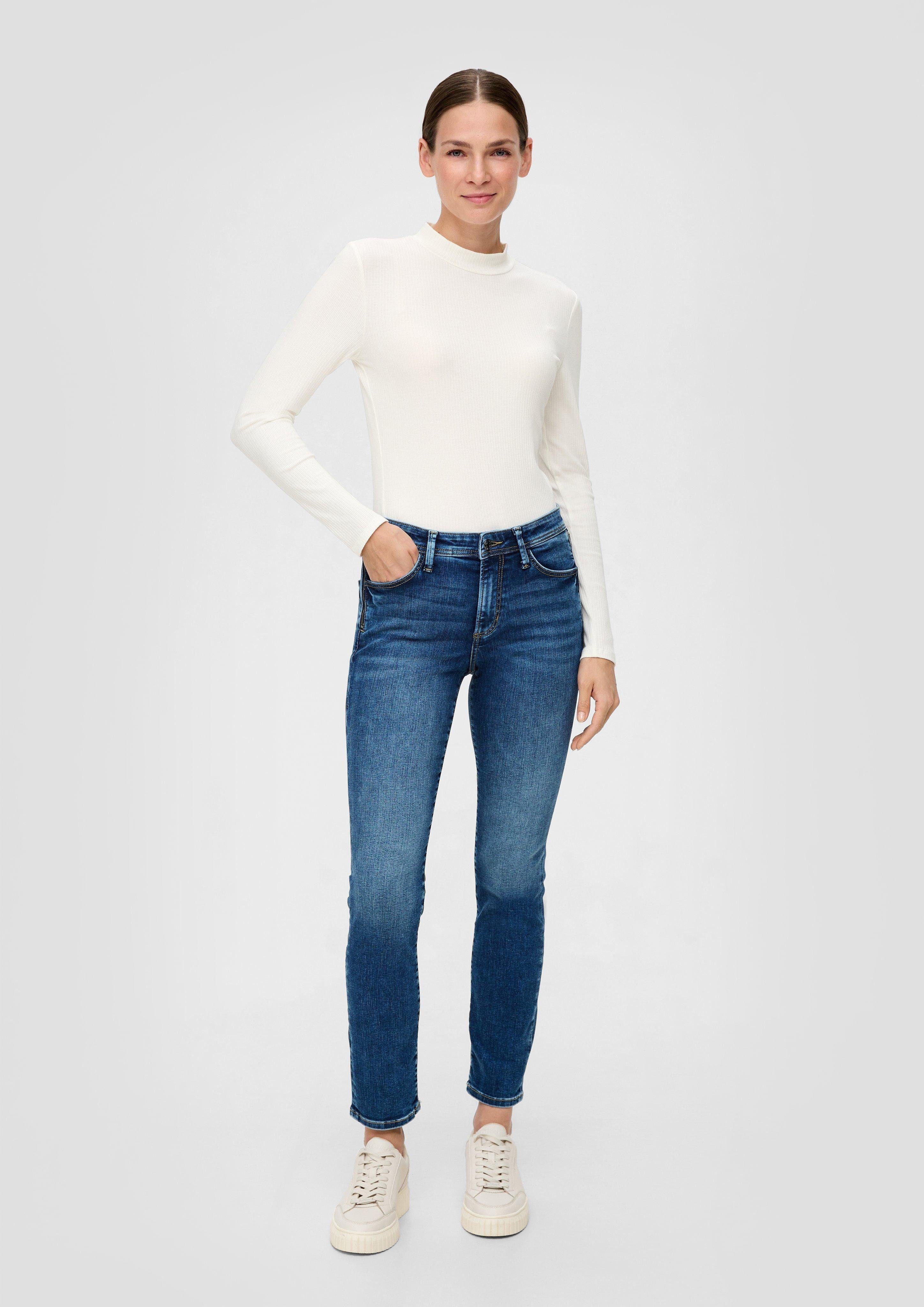 Leg Slim Fit Mid Slim Rise Leder-Patch, / s.Oliver Reißverschluss / Jeans 5-Pocket-Jeans /